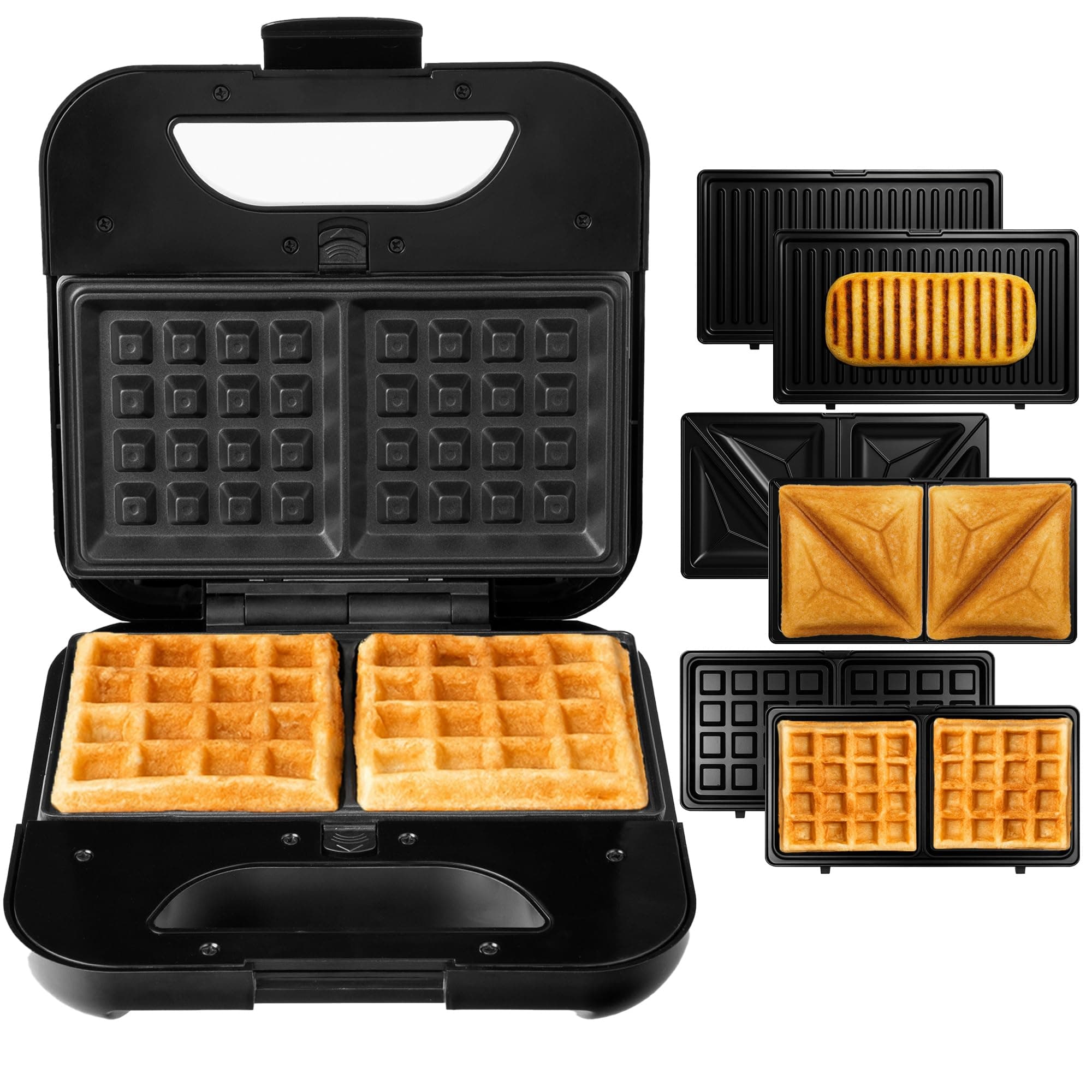 LEHMANN Sandwichmaker 3 in 1, Multifunktionsgerät mit austauschbaren Platten - Waffeleisen, Kontaktgrill, Sandwichtoaster, Antihaftbeschichtete, Schnelle Zubereitung für Sandwiches, Waffeln, Paninis Angebot bei HelloDeals