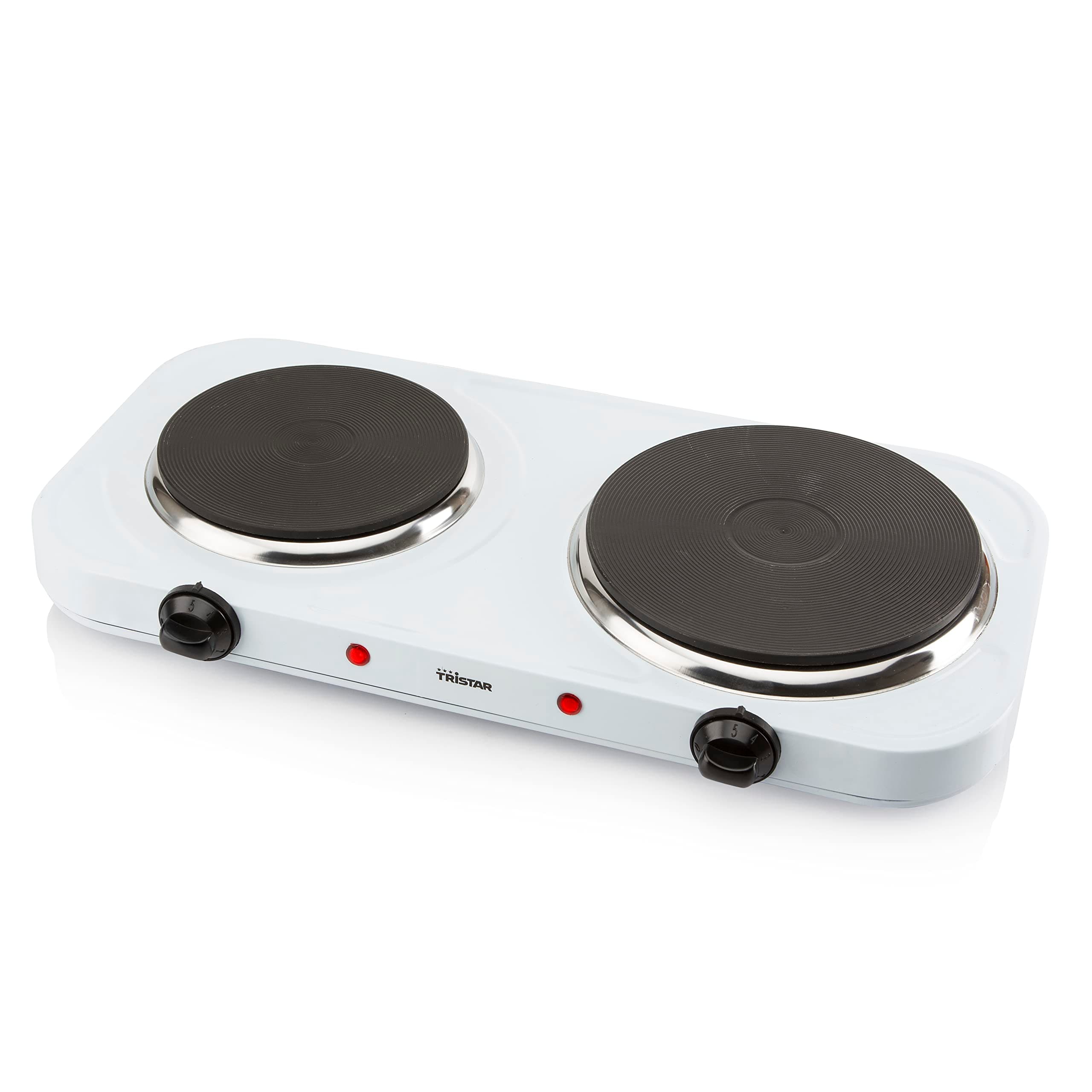 Tristar KP-6245 Doppel-Kochplatte, 15,5 und 18,5 cm ø, einzeln regelbare 5 Heizstufen, 2500 Watt Leistung, Weiß Doppel-Kochplatte Weiss Angebot bei HelloDeals
