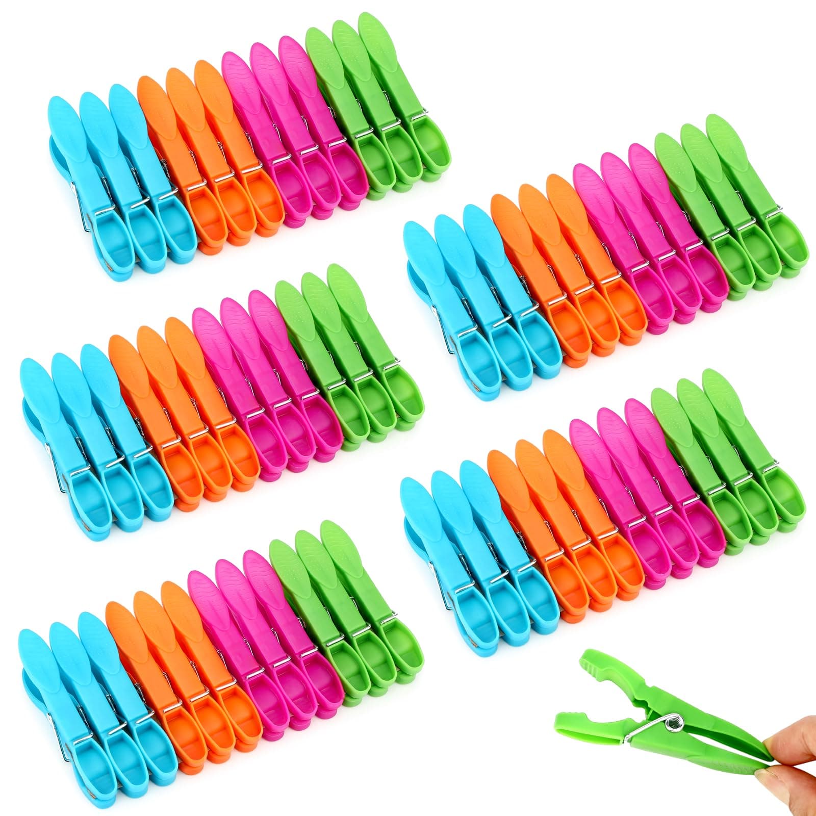 Wäscheklammern 60 Stück，aus Kunststoff mit Stabiler Aussenringfeder，rutschfeste Wäscheklammern ffür Wäscheleine oder Wäscheständer Angebot bei HelloDeals