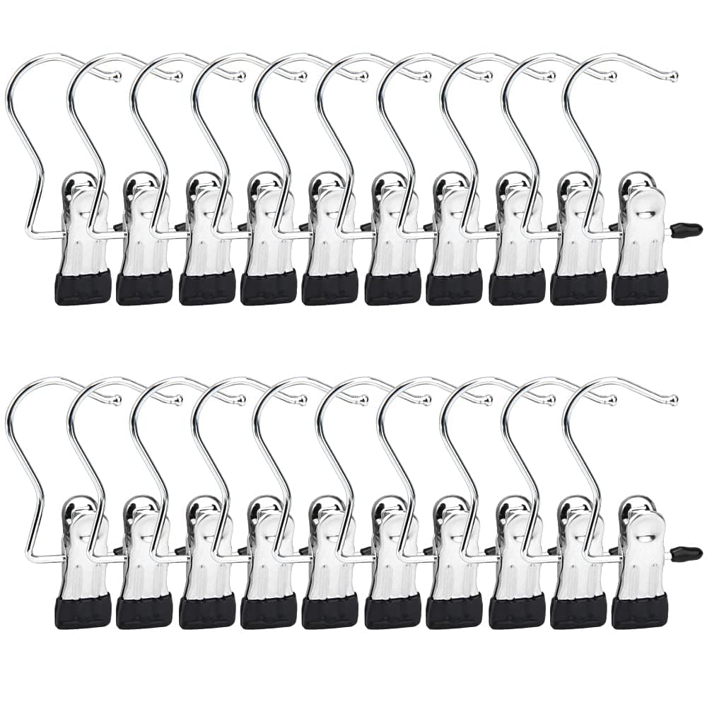 Wäsche Haken Boot Clips, 20 Pack Schrank Veranstalter Kleiderbügel Clip tragbare Hängende Kleidung Pins Reisen Kleidung Hosen Kleiderbügel 360° Drehbarer Stiefel Aufhänger für Hosen, Schuhe Angebot bei HelloDeals