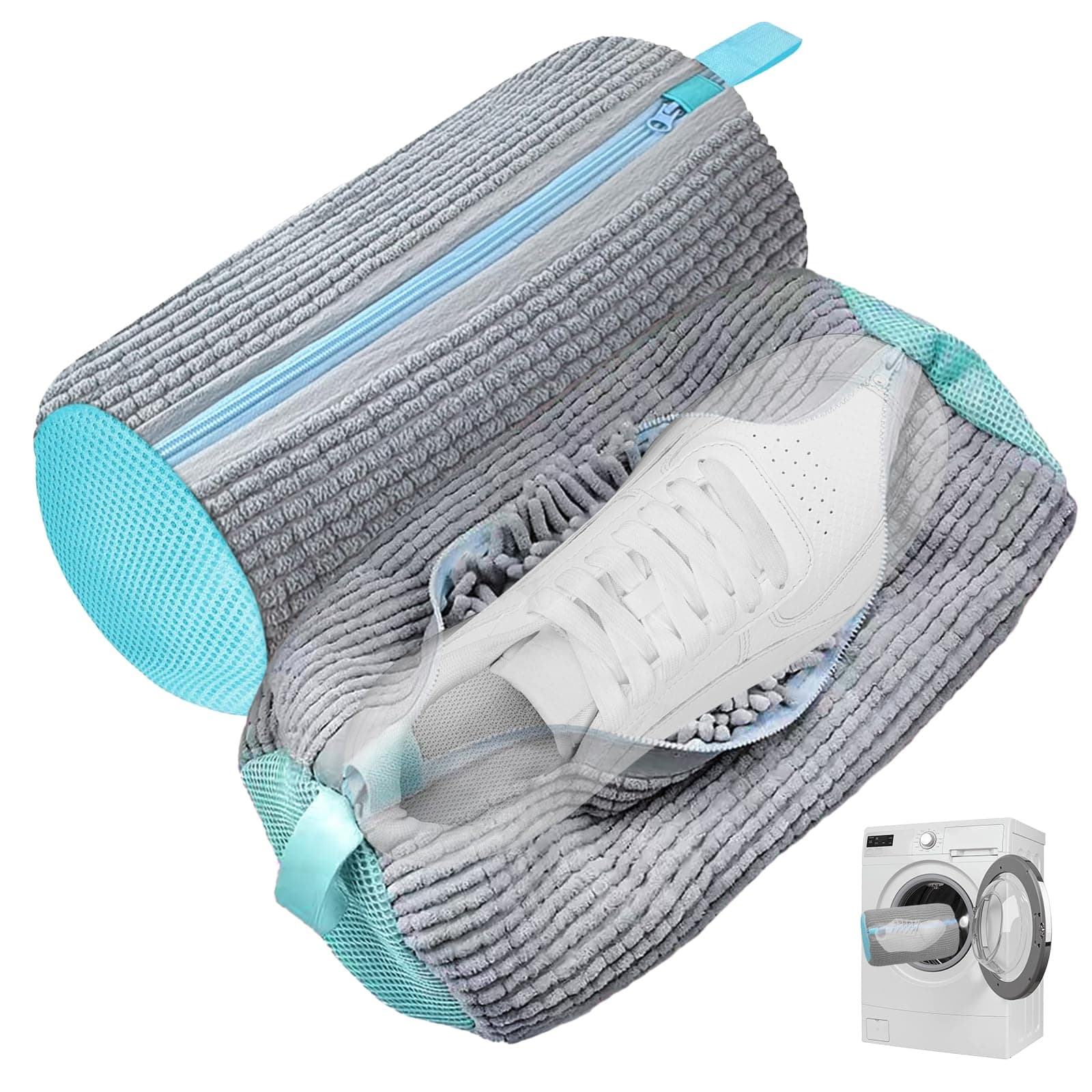 2 Stück Schuhwaschbeutel Waschmaschine, Wiederverwendbarer Waschbeutel für Schuhe - Schuhsack mit Verstecktem Reißverschluss und 360° Reinigungsflaum - Schuhbeutel für Waschmaschine und Trockner Angebot bei HelloDeals