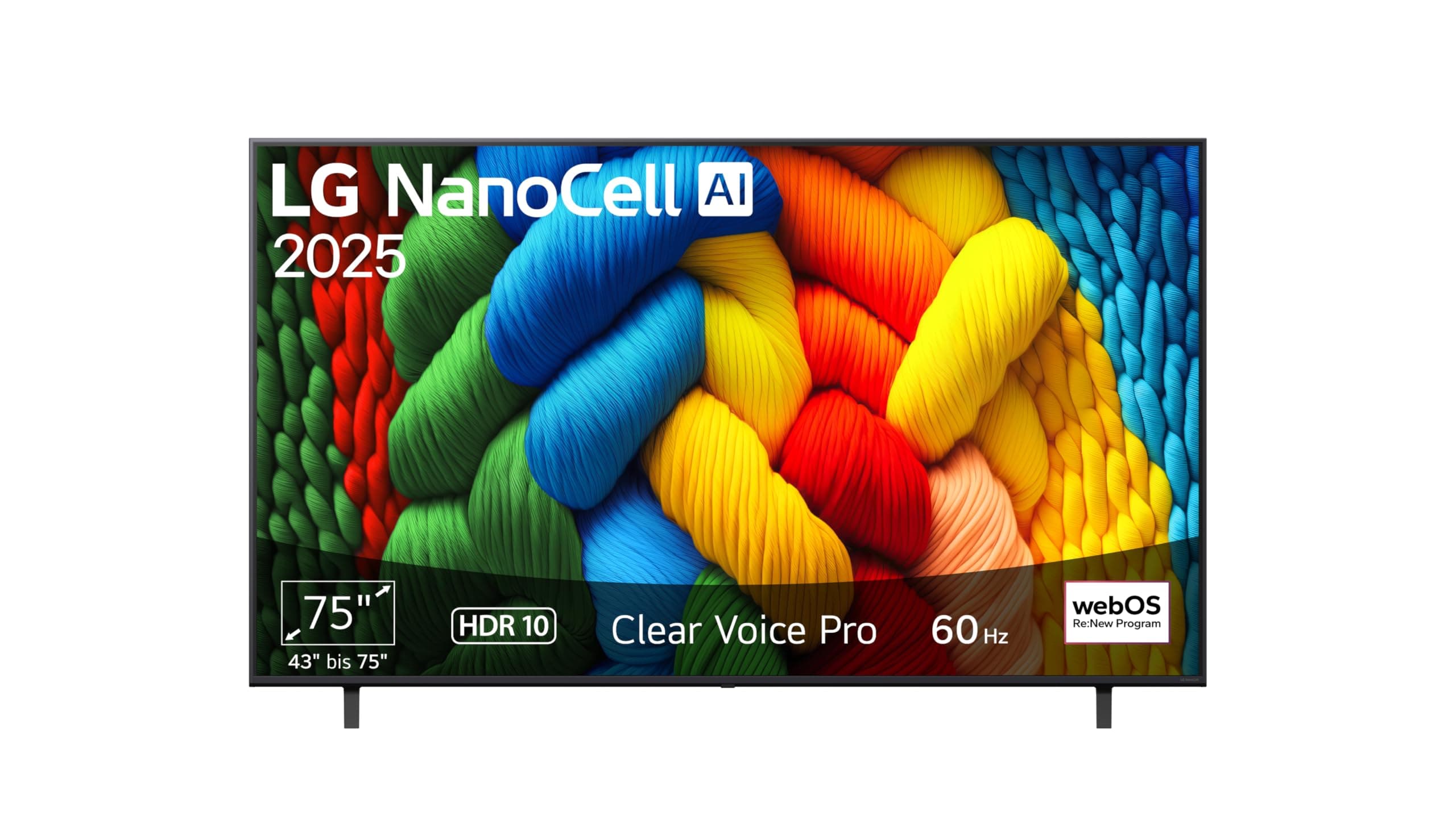 LG 75NANO80A6B TV 75 Zoll (190 cm) 4K NanoCell AI TV (α7 Gen8 4K AI Prozessor, webOS 25, 60Hz) [Modelljahr 2025] 75 Zoll NANO80A Serie (2025) Angebot bei HelloDeals