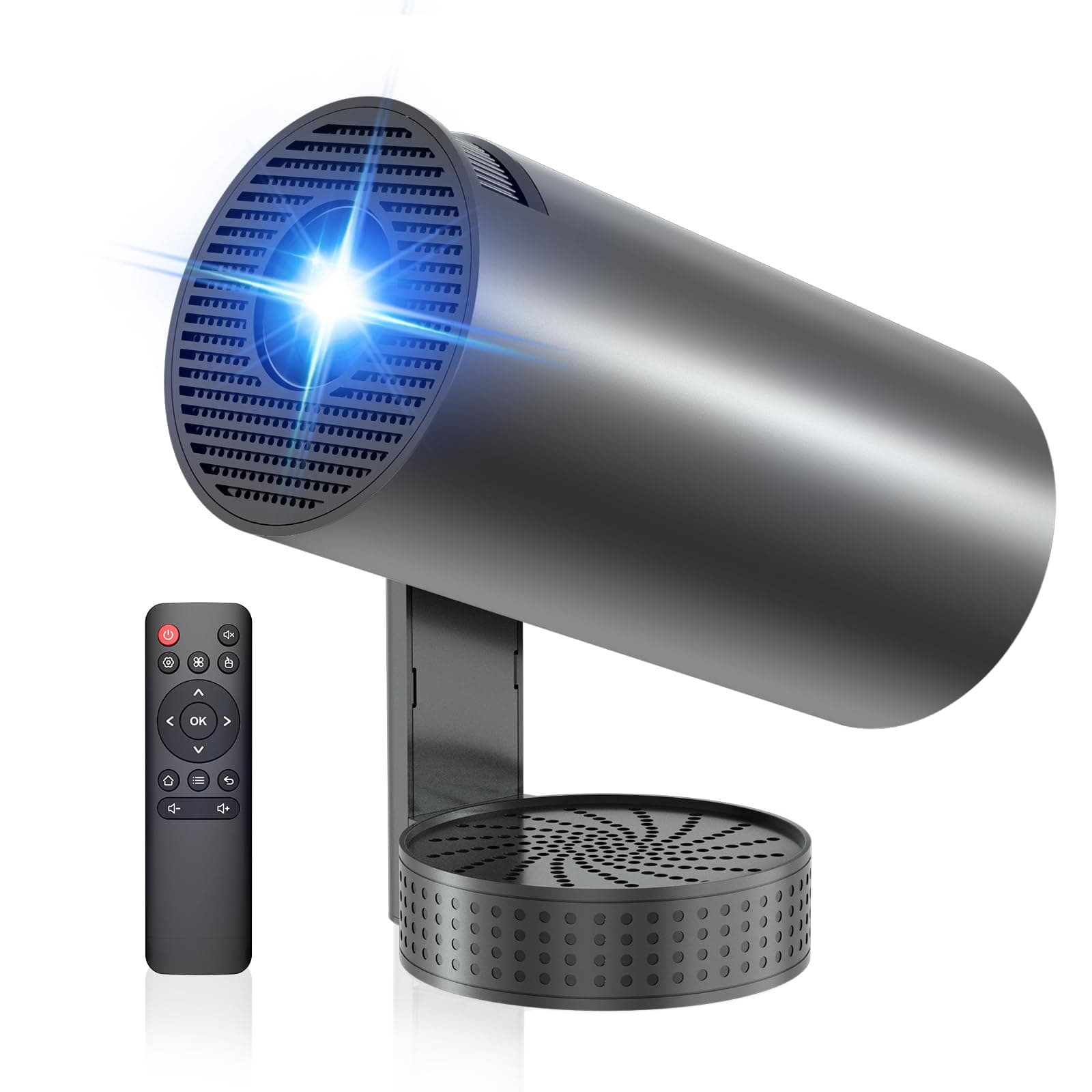 Mini Beamer, Smart Projektor 4K Unterstützt FHD 1080P, mit WiFi 6 Bluetooth 5.4, Beamer Heimkino mit Lautsprecher, 270° Dreh, Keystone, Tragbarer Video Projektor für Schlafzimmer, Heimkino, Outdoor Angebot bei HelloDeals