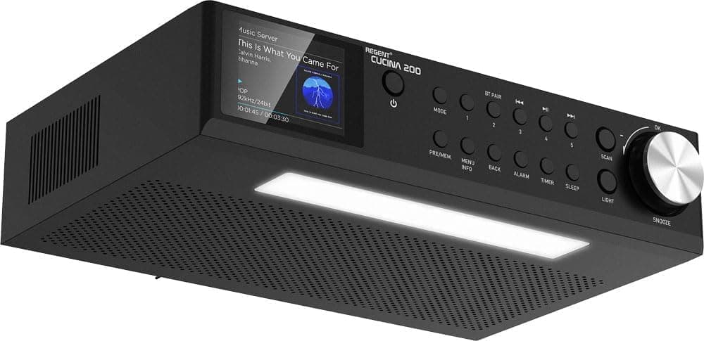 Regent Cucina 200 Küchenradio Unterbau Dab Radio mit Bluetooth FM/DAB+ Radio mit Led Leiste Küche, Farbdisplay, Küchen Timer mit 2 Alarmen, Perfektes Unterbauradio für die Küche, Farbe: Schwarz Schwarz FM/DAB/DAB+/BT Angebot bei HelloDeals