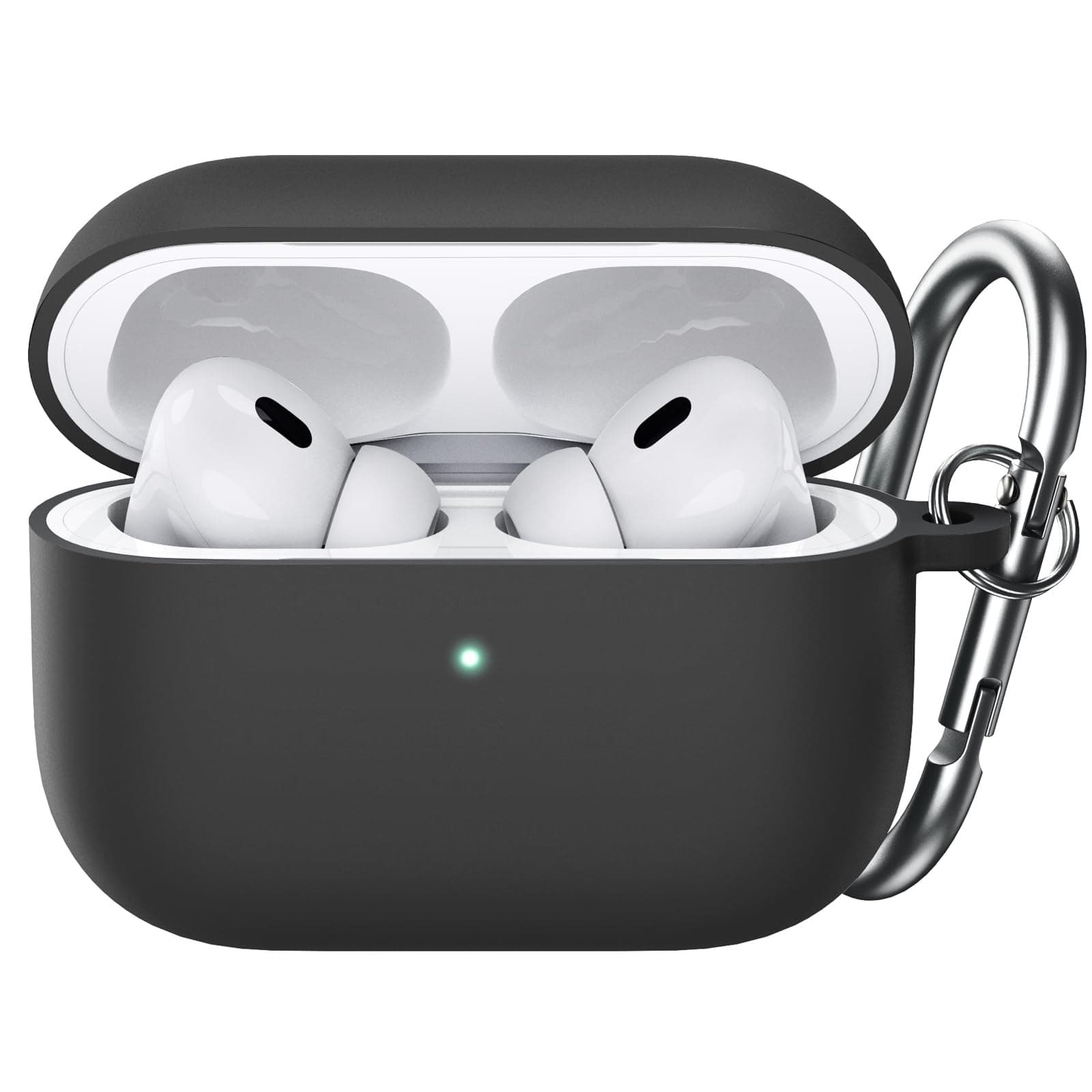 JETech Aufgerüstet Silikon Hülle für AirPods Pro (2./1. Generation 2023/2022/2019) mit Schlüsselanhänger, Hart PC Innenleben, Stoßfeste Schutzhülle, Front LED Sichtbar (Schwarz) Angebot bei HelloDeals
