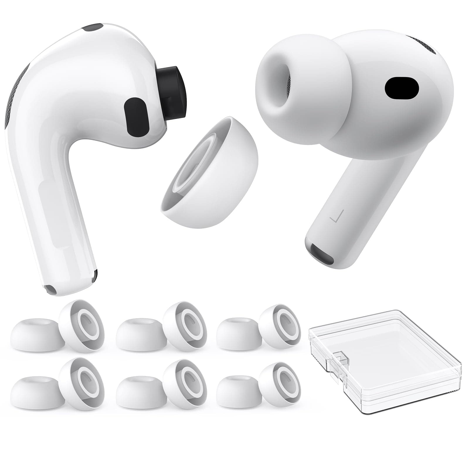 AhaStyle Ohrstöpsel für AirPods Pro 3 (2025) mit Geräuschreduzierungsloch【Passt den Ladekoffer】 6 Paar Silikon Ohrstöpsel Ersatzaufsätze für AirPods Pro 3. Generation, mit Tragbarer Aufbewahrungsbox AirPods Pro 3. Gen [2L+2M+2S, Weiß] Angebot bei HelloDeals