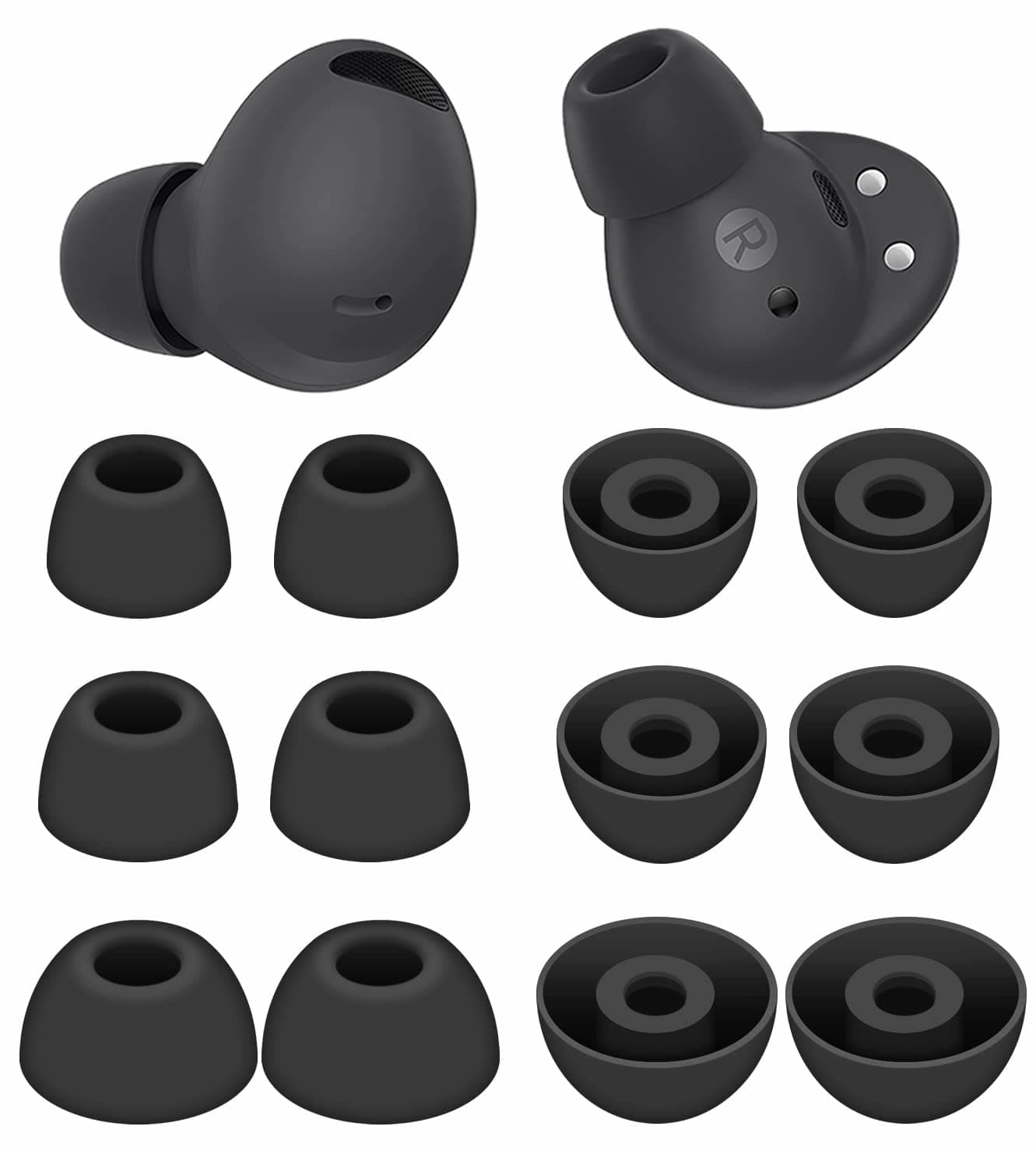 Galaxy Buds 2 Pro Ohrstöpsel für Samsung Galaxy Buds 2 Pro (Modell 2022), 6 Paar, S/M/L, Ersatz aus weichem Silikon-Gummi, Flexible Gel-Ohrstöpsel, passend für Samsung Galaxy Buds 2 Pro Version 2022, S/M/L Schwarz Angebot bei HelloDeals