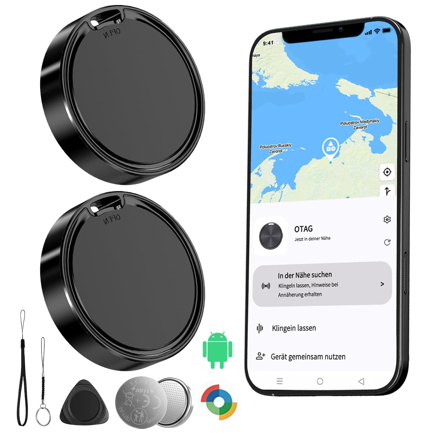 Tracker Android Smart Tag Android Tracker Android Tag Schlüsselfinder kompatibel mit Google Finden Hub APP (Android NUR) IP67 Android Tracker Bluetooth KeyFinder für Koffer/Gepäck (2pcs-schwarz) Angebot bei HelloDeals
