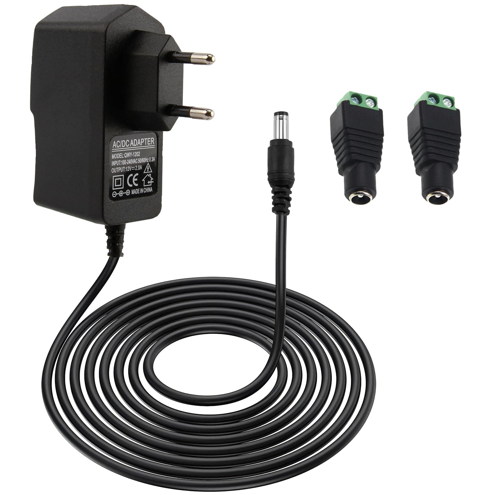 12V 2A Netzteil, AC DC Adapter Eingang 100-240V, DC Power Supply mit 2 DC Stecker, Transformator Universal Kompatibel mit Yamaha Keyboard LED Strip IP Kamera Router, 5,5x2.1mm Angebot bei HelloDeals