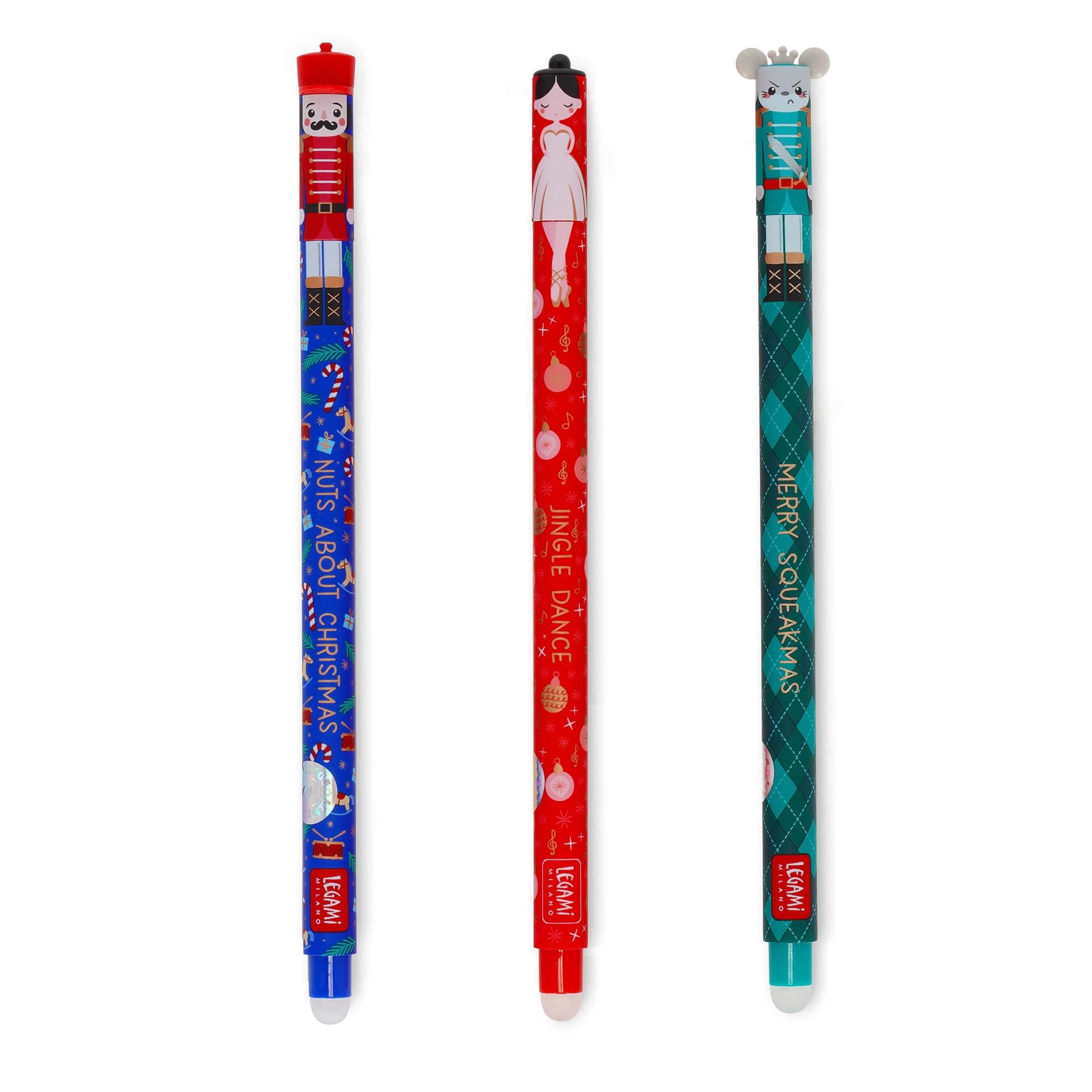 Legami – Set mit 3 löschbaren Gelstiften, Weihnachtsedition, Stifte mit thermosensitiver löschbarer Tinte, rot, blau, grün, Weihnachtsstifte, löschen ohne das Papier zu beschädigen Angebot bei HelloDeals