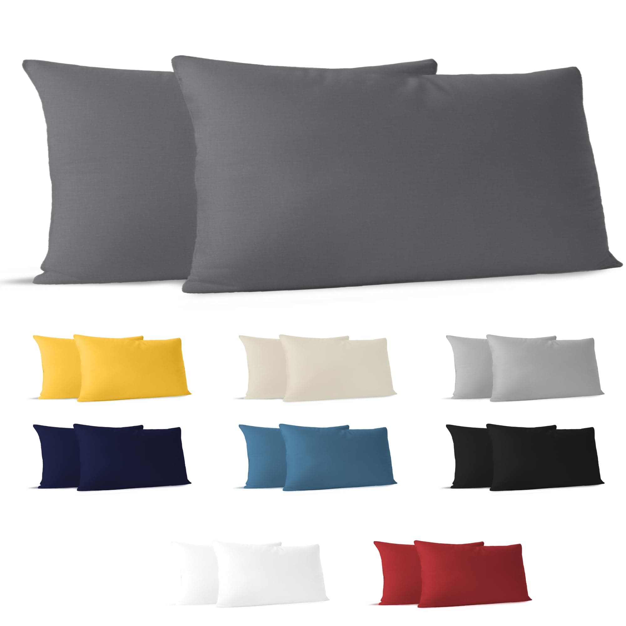 Dreamzie Kissenbezug 40 x 80 (Set mit 2) - 100% Jersey Baumwolle 150 g/qm Kissenbezüge -Anthrazit - Für Kissen 40 x 80 cm - Kissenhülle - Kissenbezug - Resistent und Hypoallergen 80 x 40 cm, 2 Stück Anthrazit Angebot bei HelloDeals