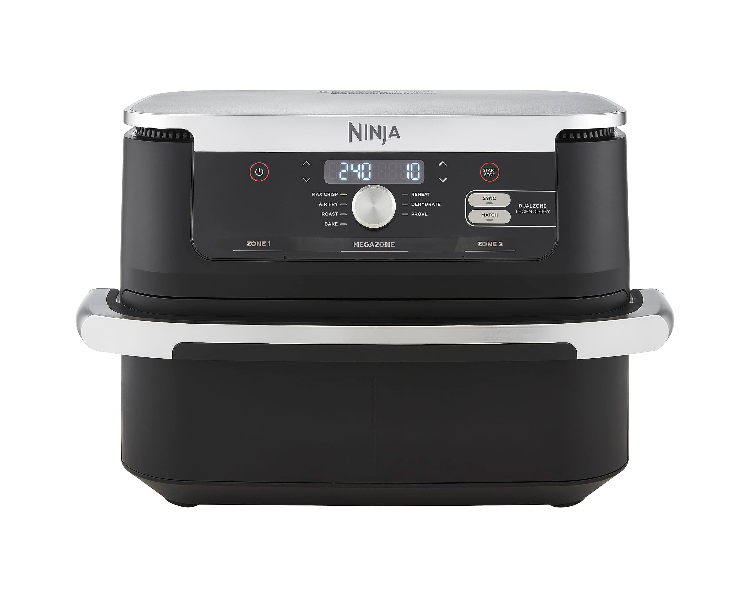Ninja Foodi FlexDrawer Dual Zone Heißluftfritteuse, Air fryer mit 10,4-Fach und herausnehmbarem Trenner, Antihaftbeschichtung, spülmaschinenfester Korb, 7-in-1, Schwarz AF500EU Flexible Schublade 10.4L Schwarz Angebot bei HelloDeals