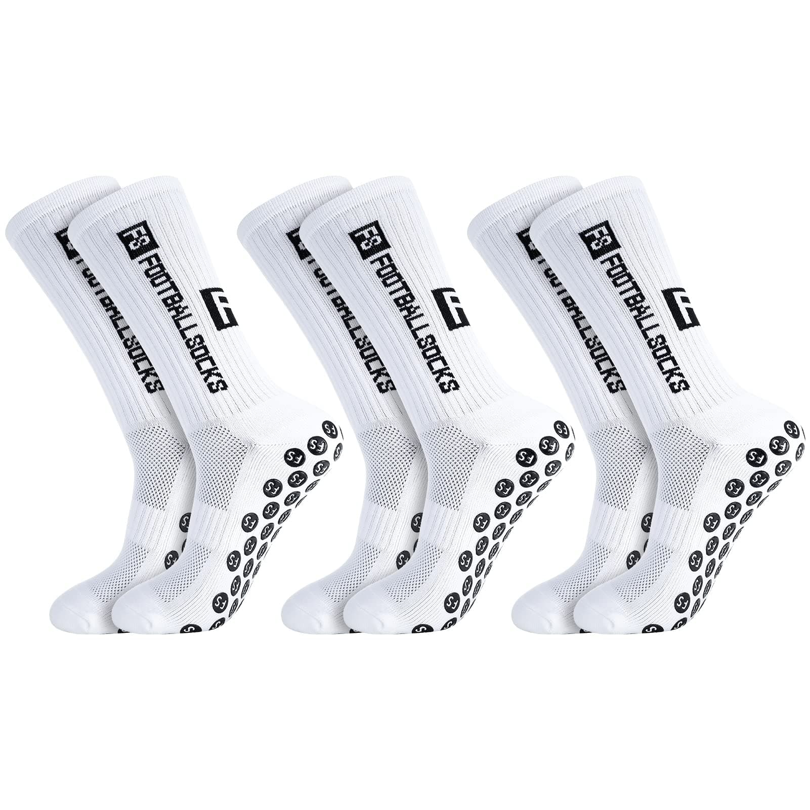 3 Paare Fußballsocken für Herren Damen,Sportsocken Fußball Anti Rutsch Grip Fußball Socken 39-46 Rutschfeste Sportsocken für Fussball Basketball Laufen 39-46 Weiß Angebot bei HelloDeals