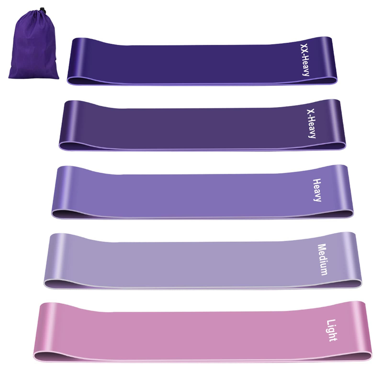 Fokky Fitnessbänder [5er Set], 100% Naturlatex Resistance Bands Widerstandsbänder mit Übungsanleitung auf Deutsch & Tragebeutel, Gymnastikband Fitnessband für Muskelaufbau Pilates Yoga Violett Angebot bei HelloDeals