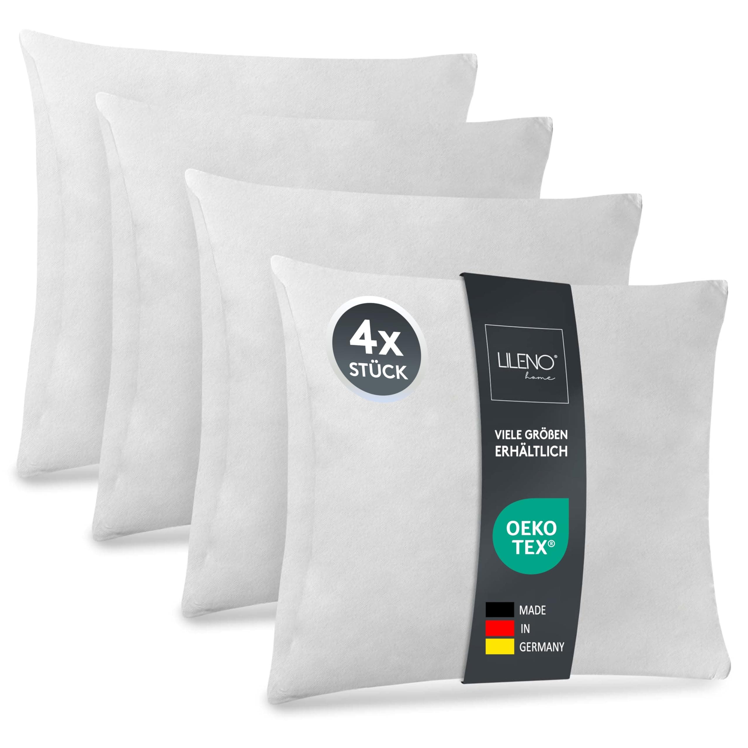 LILENO HOME 4er Set Kissenfüllung 45x45 cm - 40°C waschbares Innenkissen geeignet für Allergiker - Polyester Kisseninlet als Couchkissen, Sofa Kissen Cocktailkissen und Kopfkissen 45 x 45 cm Angebot bei HelloDeals