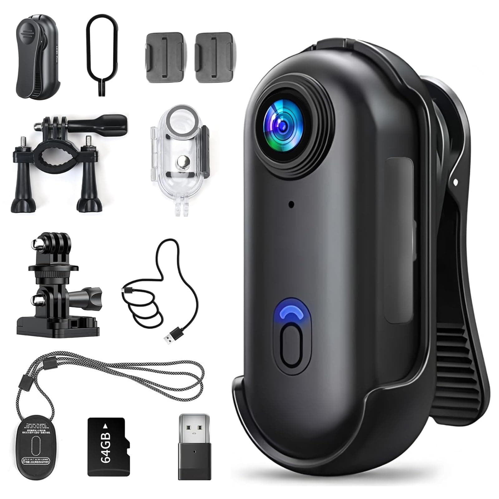 Mini Action Cam 4K, Bodycam körperkamera, POV Actionkamera mit 64 GB Speicherkarte, 120° Weitwinkel, 120 Min Akku, Helmkamera, Motorrad Kamera, mit Multifunctional Accessories, für Reisen, Outdoor Angebot bei HelloDeals