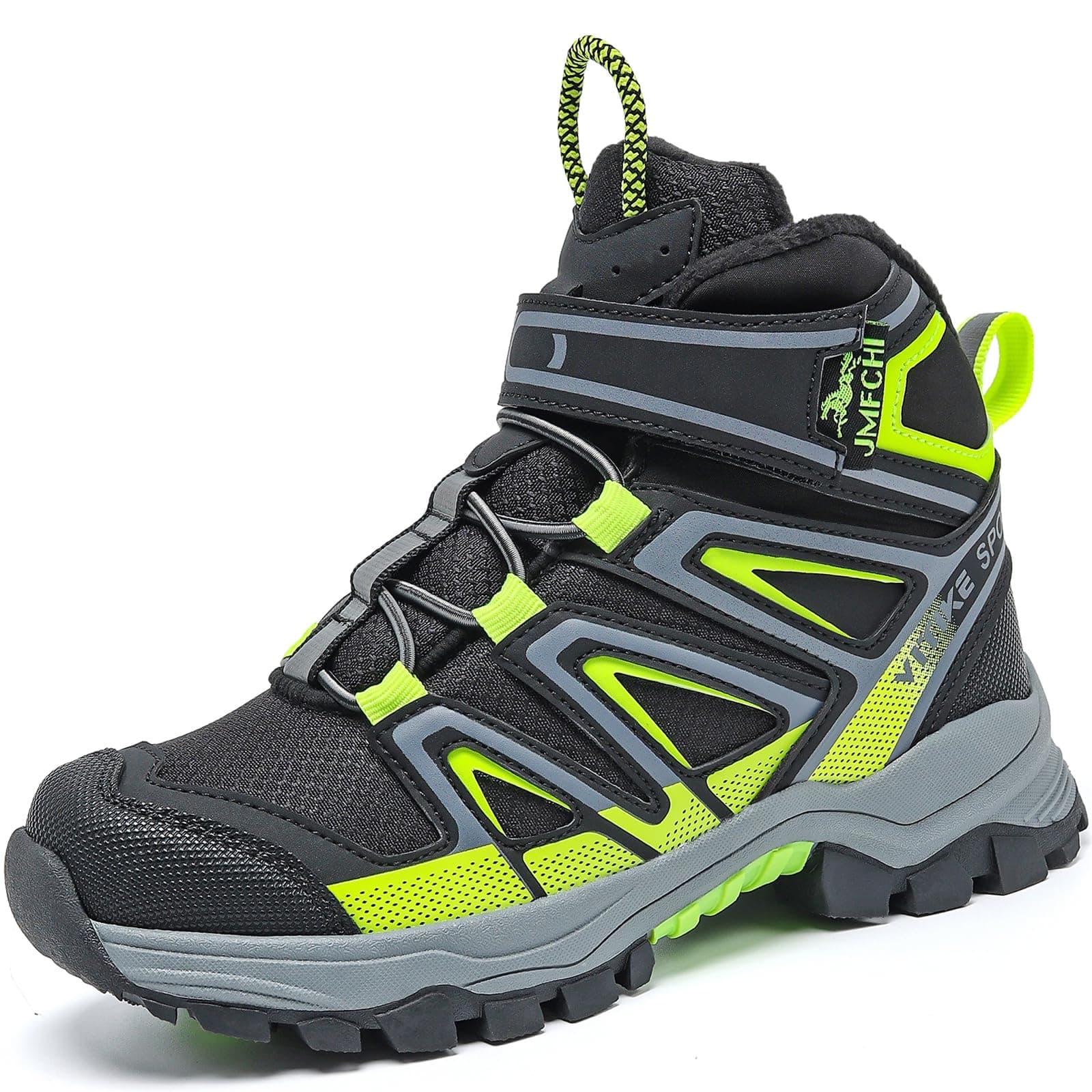 JMFCHI Winterschuhe Kinder Schneestiefel Jungen Warm Gefütterte Mädchen Wanderstiefel Mid Trekkingschuhe Outdoor rutschfest 39 EU Schwarz Grün 8163 Angebot bei HelloDeals