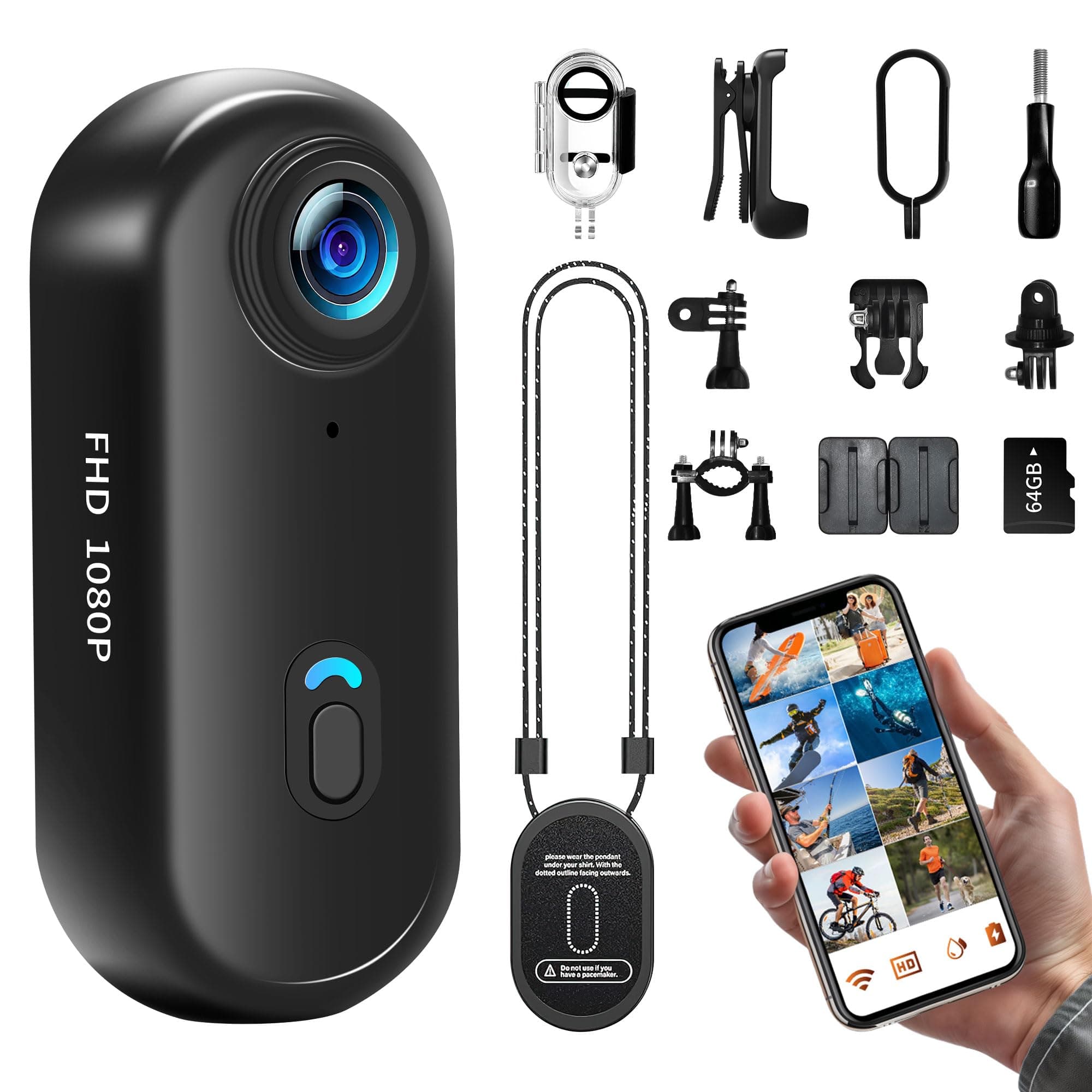 Action Cam WiFi, 64GB Sportkamera WLAN 120° 1080P HD, Mini 360 Action Kamera Fahrrad Motorrad Helmkamera, Unterwasserkamera Kleine Bodycam Körperkamera Wasserdicht für Schwimmen Haustiere Angebot bei HelloDeals