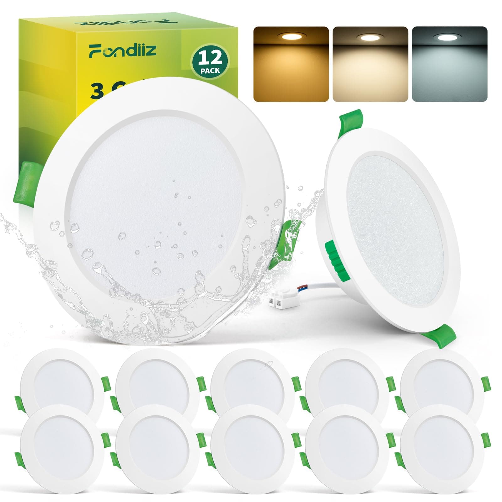 LED Einbaustrahler 230V 68mm, 12er Set LED Spots Warmweiß Neutralweiß Kaltweiß, 5W 480LM Deckenspots Weiß, IP44 Spots Deckenleuchte Flach Einbauleuchten für Badezimmer Küche Wohnzimmer Angebot bei HelloDeals