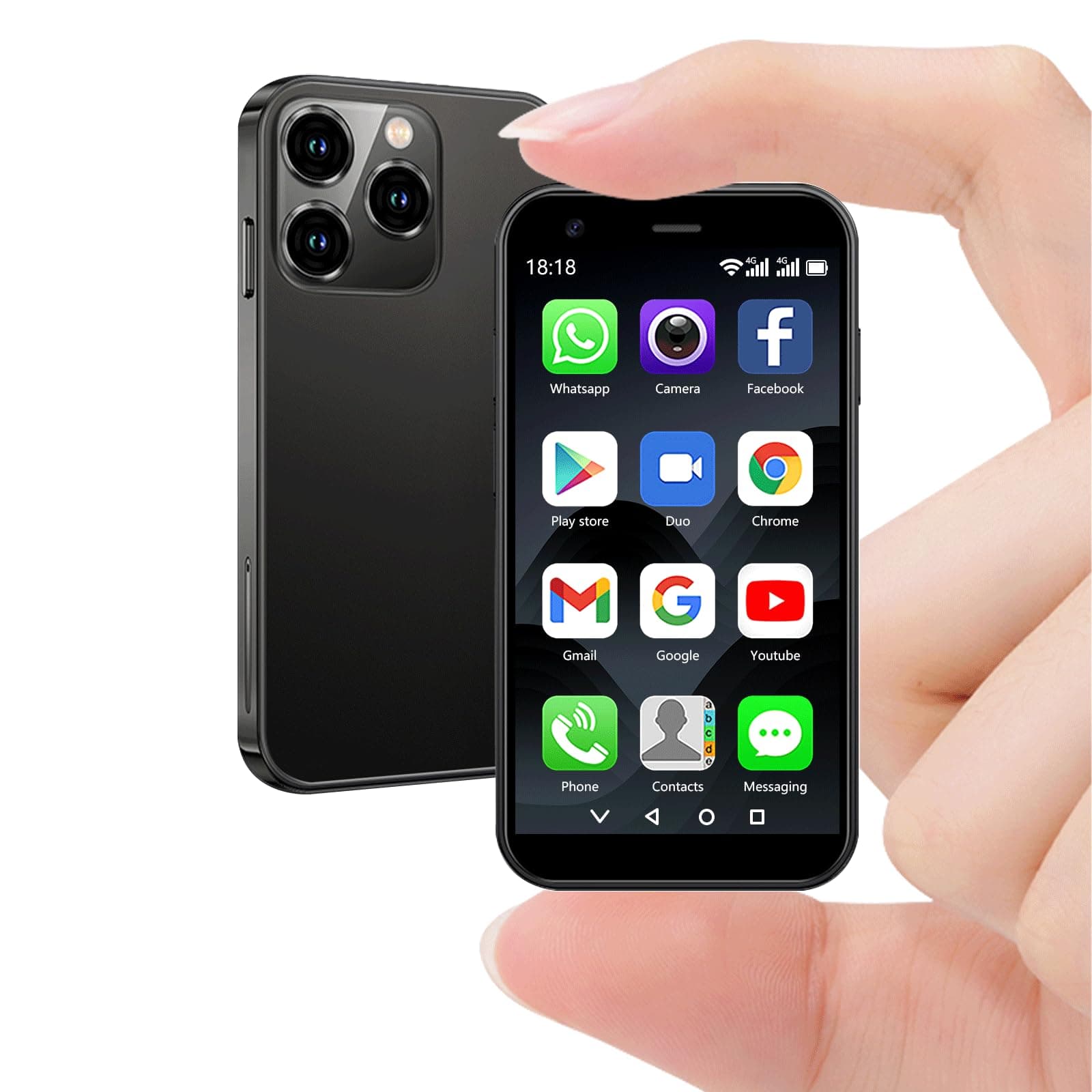 4G-Mini-Smartphone, 3,0-Zoll-HD-Bildschirm, Quad-Core-Dual-SIM, 3 + 32 GB, 2000 mAh, entsperrtes Kindertelefon, Taschentelefon für Schüler, kleines Smartphone mit Touchscreen Schwarz Schwarz 32 GB Angebot bei HelloDeals