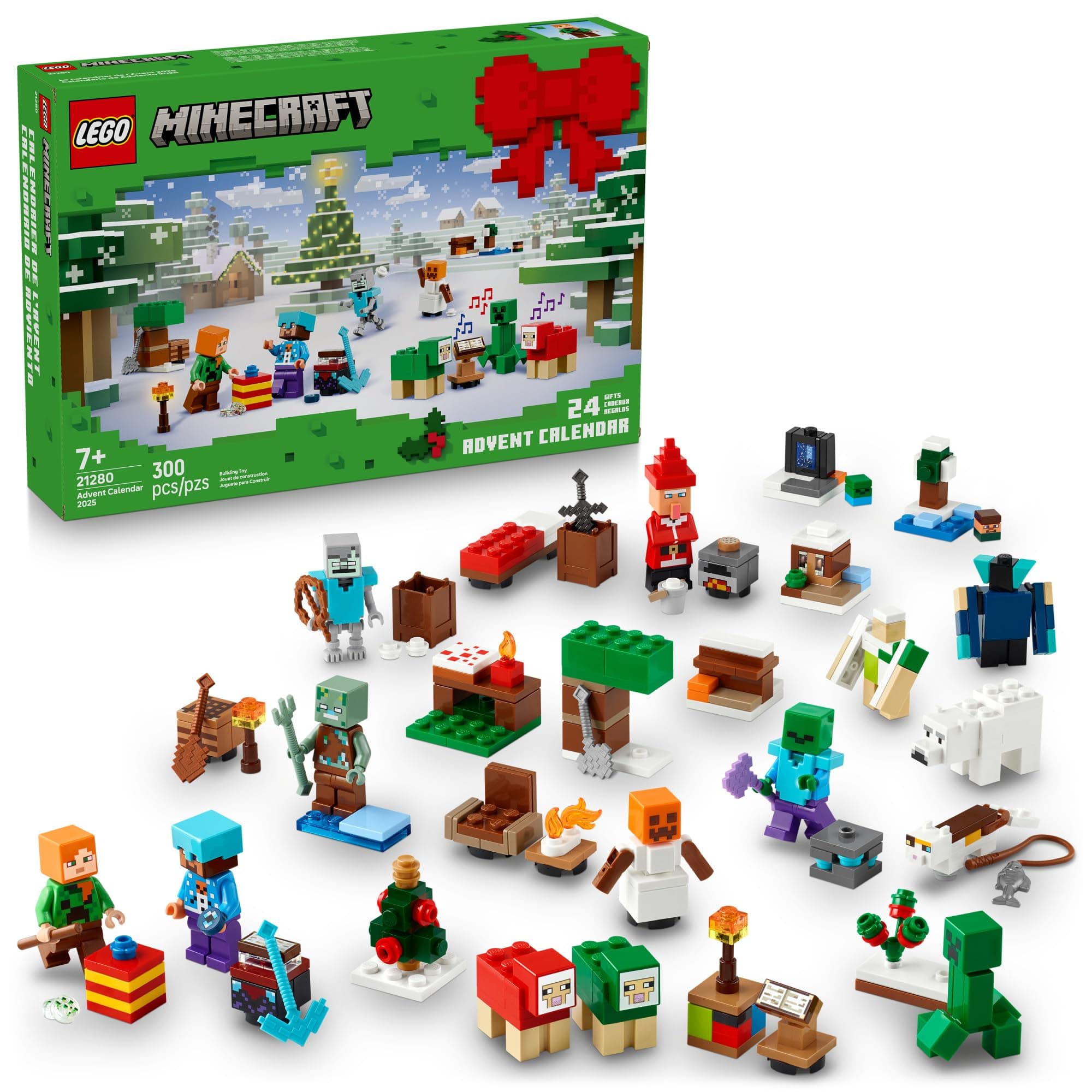 LEGO 21280 Minecraft Adventskalender 2025 - Bauspielzeug für Kinder Urlaub Countdown Set für Jungen & Mädchen ab 7 Jahren - 24 baubare Überraschungen & 8 Minifiguren für Gamer - Sammlerstück Angebot bei HelloDeals