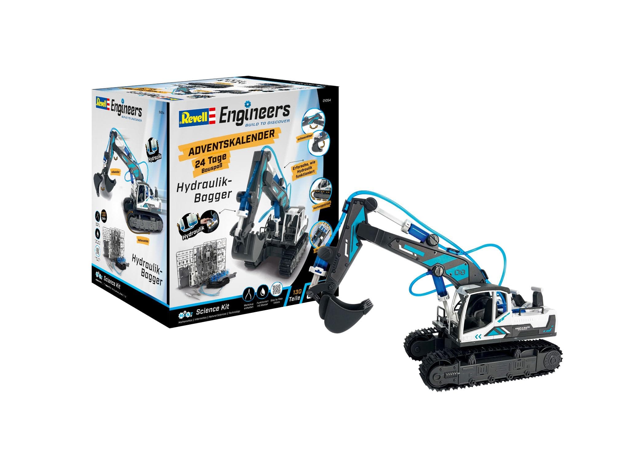 Revell Adventskalender Engineers I Hydraulischer Bagger I Adventkalender zum Selbermachen I Adventskalender für Jungen, Mädchen Kinder und Erwachsene ab 8 Jahren I Bagger in 24 Tagen zusammenbauen Angebot bei HelloDeals