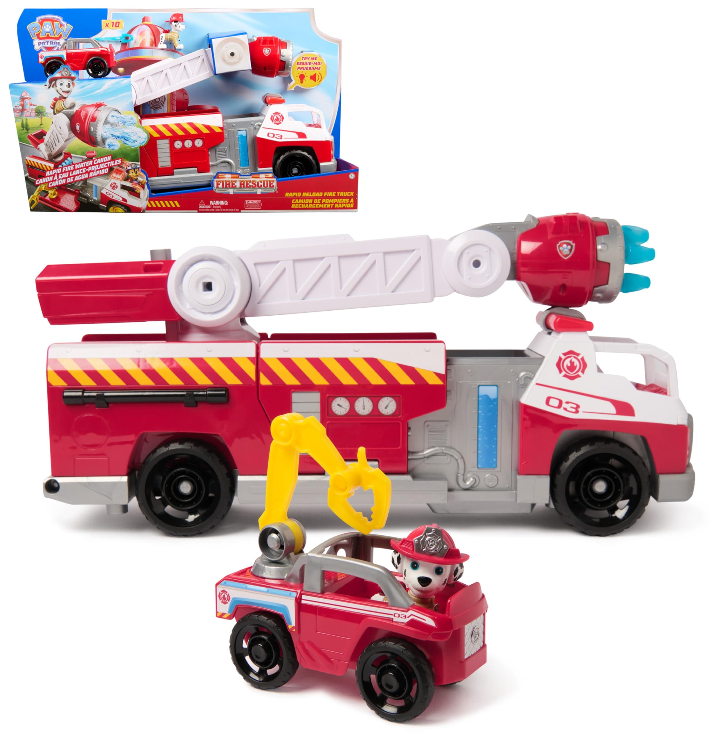 PAW PATROL – Fire Rescue Marshalls Deluxe Feuerwehr-Truck mit actiongeladener Löschfunktion, 50 cm lang, mit Marshall-Figur, kleinem Feuerwehrauto, Licht- und Soundeffekten, für Kinder ab 3 Jahren Angebot bei HelloDeals