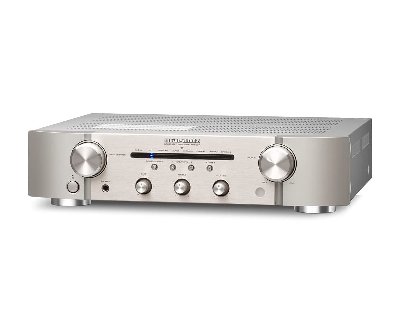 Marantz PM6007 HiFi Verstärker, Stereo Verstärker, 2x60W, optischer Eingang, Phono Eingang, Subwoofer Ausgang, Silber-Gold Angebot bei HelloDeals