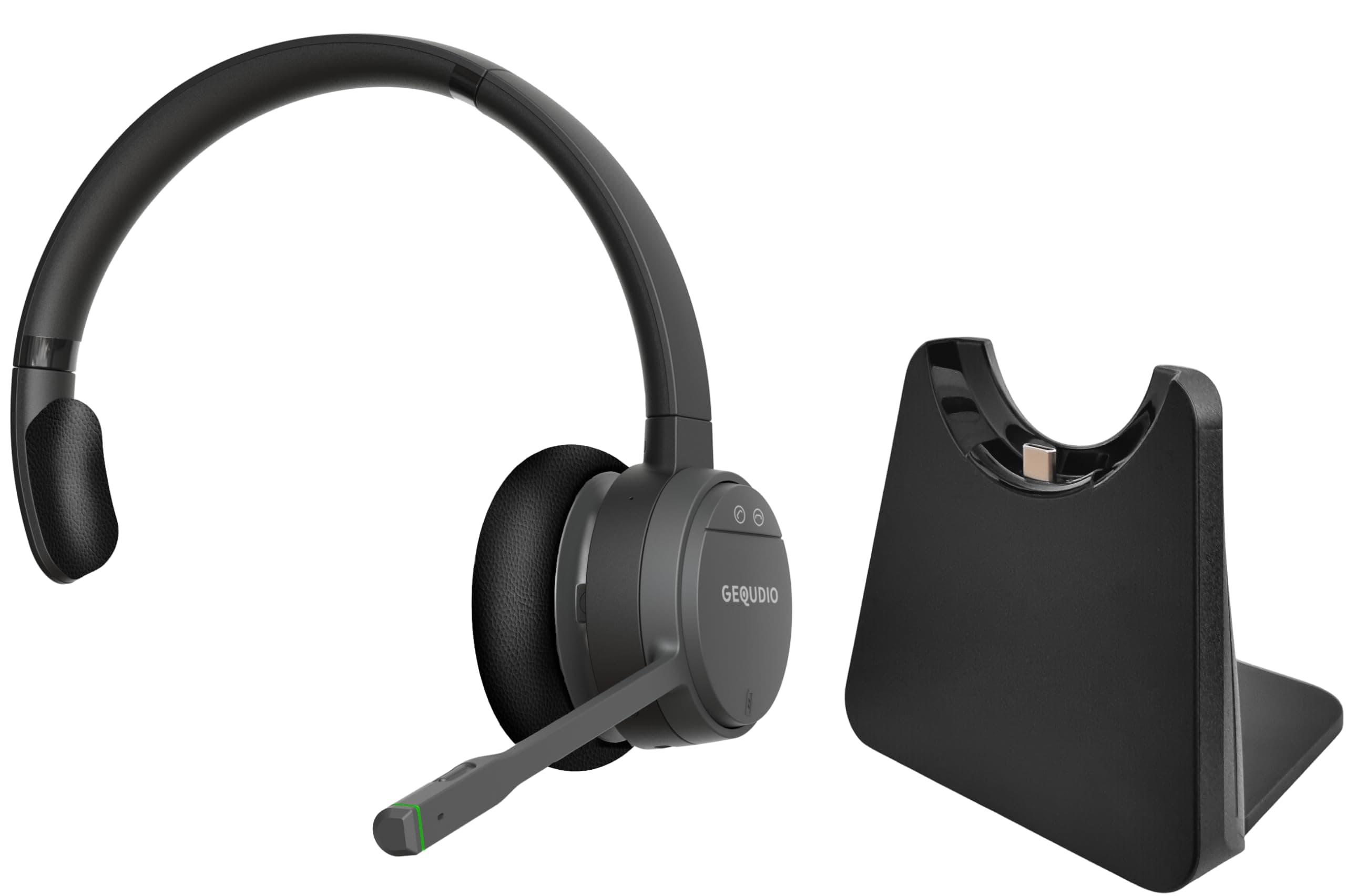 GEQUDIO GC-1 DECT Headset mit Ladestation für FritzBox - Kabellos Telefonieren am FritzFon – Duales Headset mit Bluetooth für PC und Smartphone - HD Audio - GC-1 (1-Ohr) & Ladeschale Angebot bei HelloDeals
