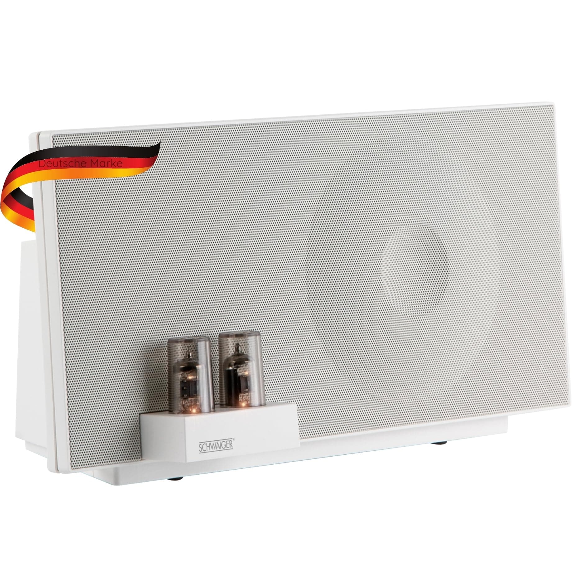 SCHWAIGER 658149 HiFi Lautsprecher Röhrenverstärker 37W RMS Lautsprecher Tube Amplifier mit Bluetooth, NFC, AUX, USB, Phono weiß Angebot bei HelloDeals