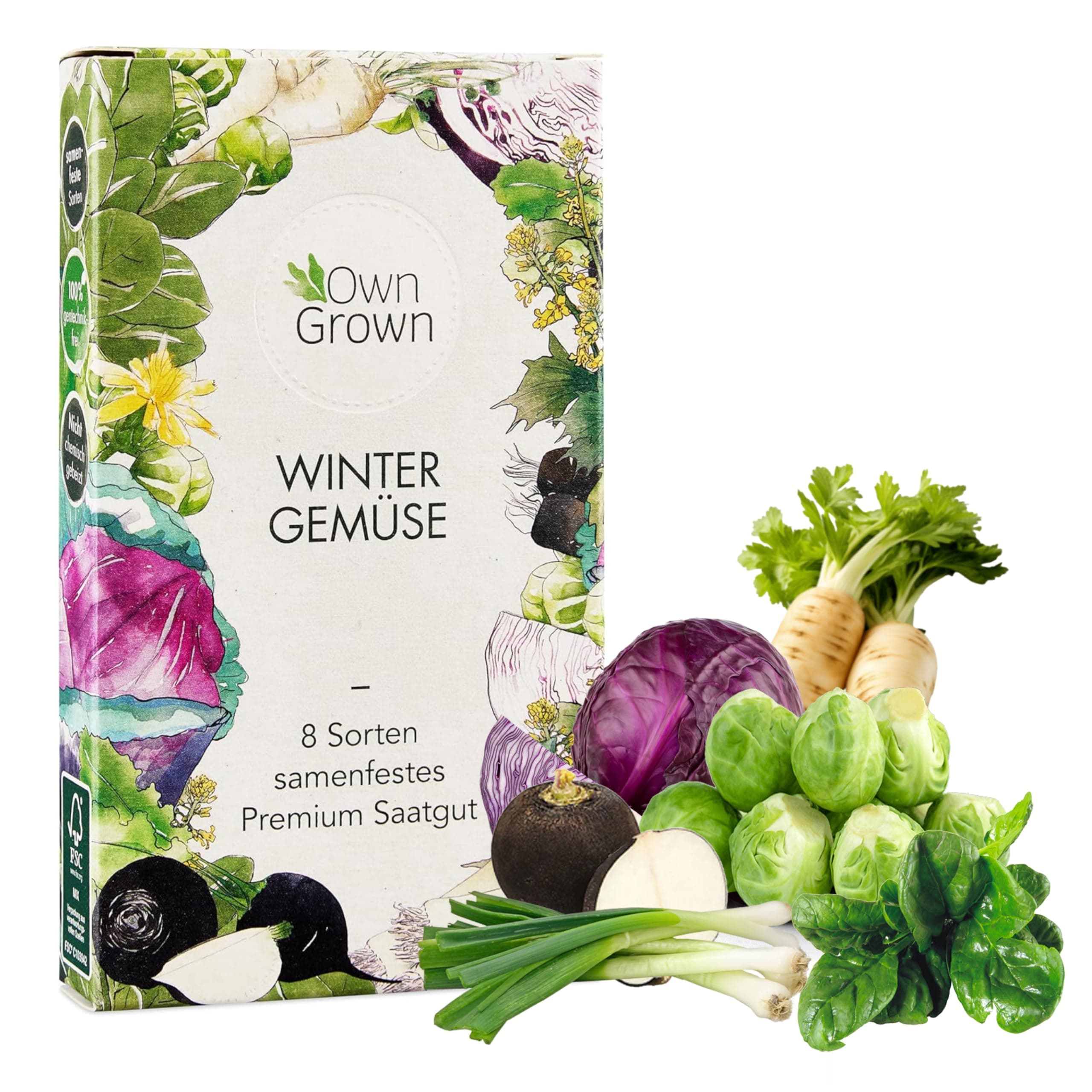 Winter Gemüse Samen Set : 8 Sorten Saatgut Set für die Wintergemüse Anzucht – Porree Samen, Rotkohl Samen, Rosenkohl Samen, Schwarzwurzel Samen, Spinat Samen, Lauch Samen – OwnGrown Samen Winterhart Angebot bei HelloDeals