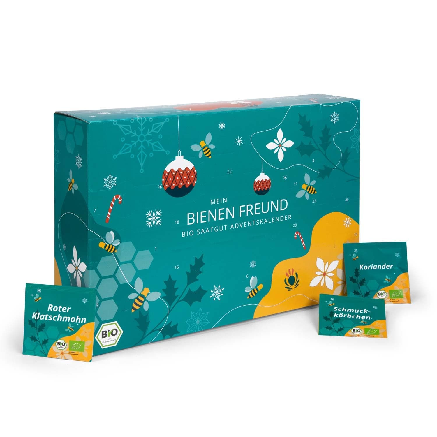 BIO Saatgut Adventskalender "Bienen-Freund" Samen Set - 24 Schachteln mit Blumen & Kräuter Samen, samenfest, personalisierbarer Garten-Kalender Angebot bei HelloDeals