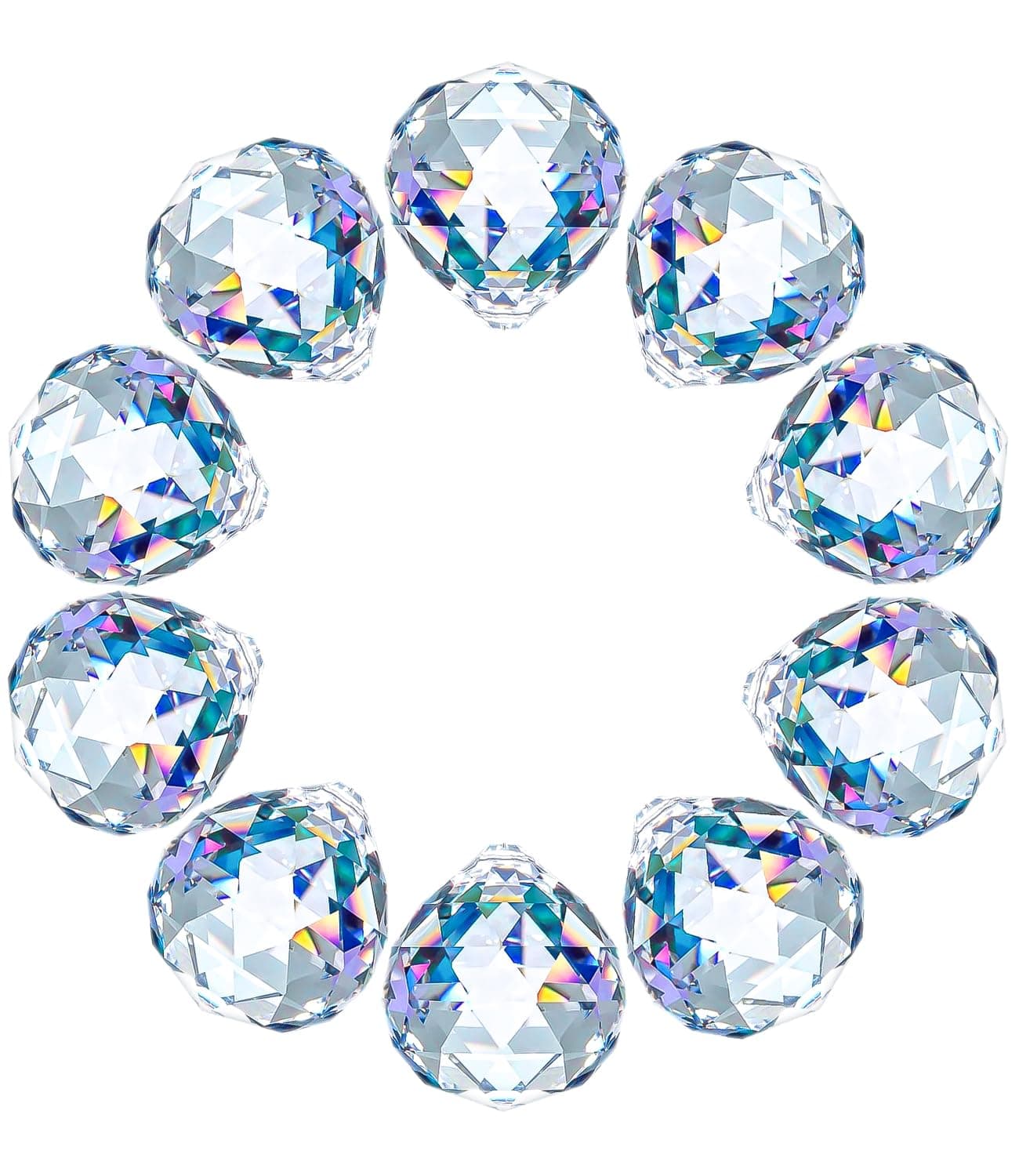 10 Stück Kristalle zum Aufhängen, 30mm Kristallkugel, Kristall Prisma aus Glas, Sonnenfänger Kristall, Hängende Kristalle Prismen für Fenster, Kronleuchter Anhänger, Geschenk, Weihnachten, Clear Angebot bei HelloDeals