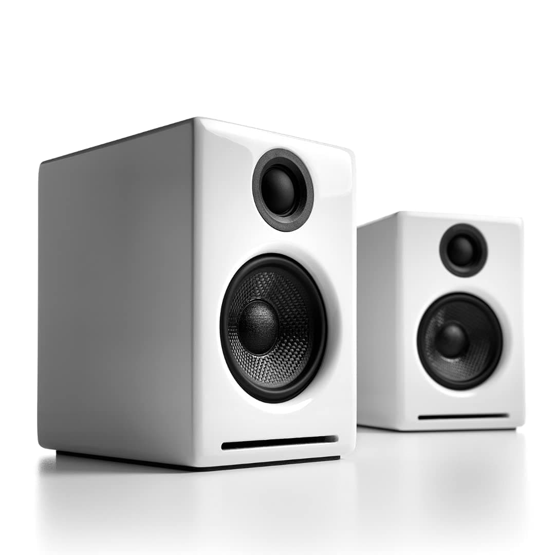 Audioengine A2 Plus Kabellose Bluetooth-Desktop-Lautsprecher – 60-W-Computerlautsprecher für Musik und Gaming Weiß Angebot bei HelloDeals