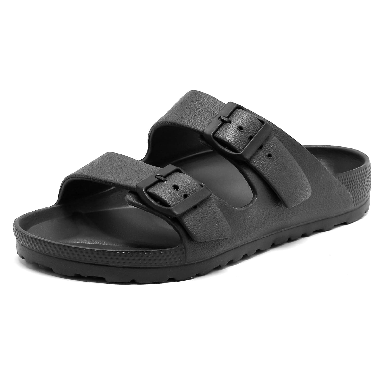 Pantoletten Sandalen Damen Herren, Bequem & Weich – Sommer Schlappen mit Einstellbarer Schnalle, Rutschfeste Cozy Slides, Flach Mules Clogs, Orthopädische EVA Hausschuhe & Badelatschen Schwarz 43/44 EU Angebot bei HelloDeals