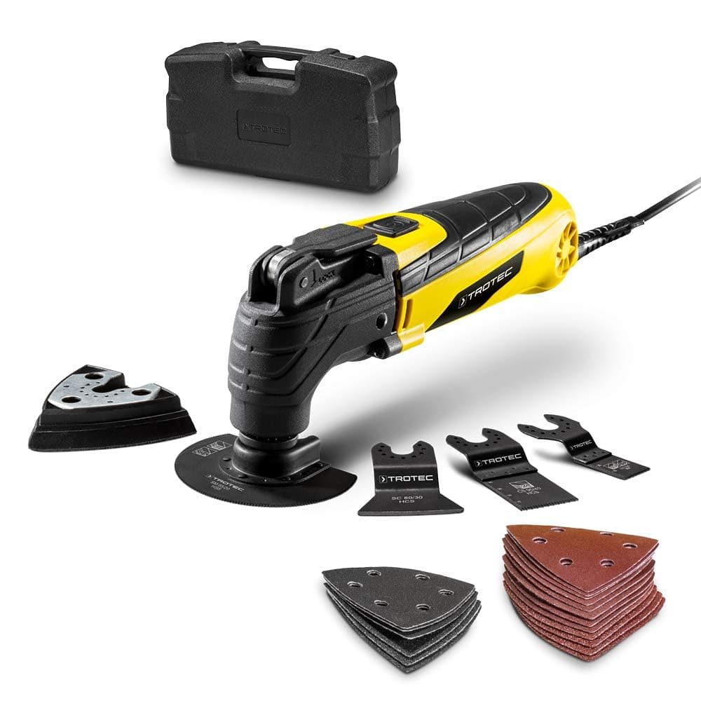 TROTEC Multitool PMTS 10-230V – Multifunktionswerkzeug mit Schnellspannsystem 300W Motor, elektrisch – Set mit Zubehör, Schleifmaschine, Kompakt Angebot bei HelloDeals