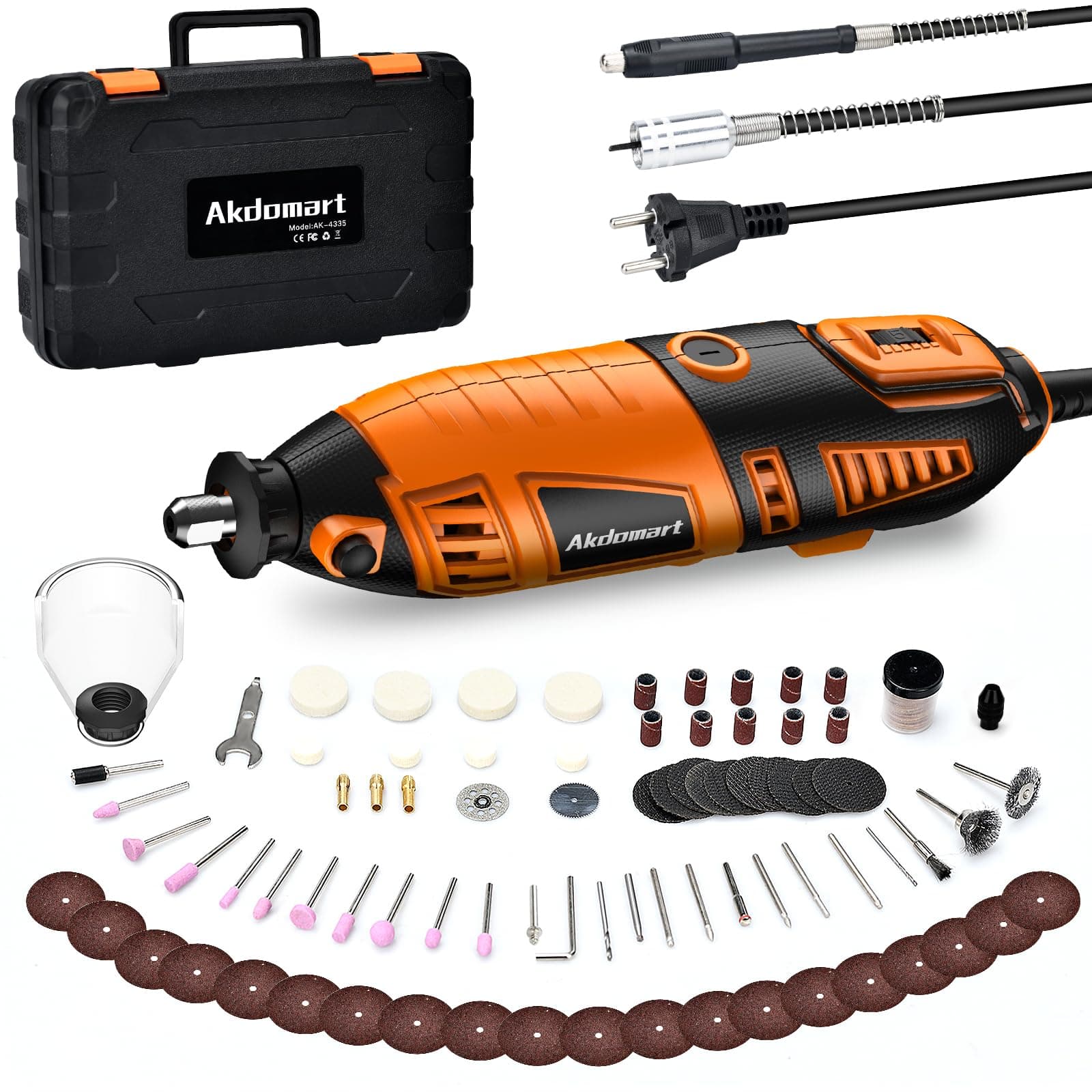 Multifunktionswerkzeug, 200W Rotationswerkzeug, Rotary Tool Set con 135 Zubehör, 6 Einstellbare Geschwindigkeiten, 8000-35000RPM, für Gravur, Bohren, Schneiden, Schleifen, Gravieren Angebot bei HelloDeals