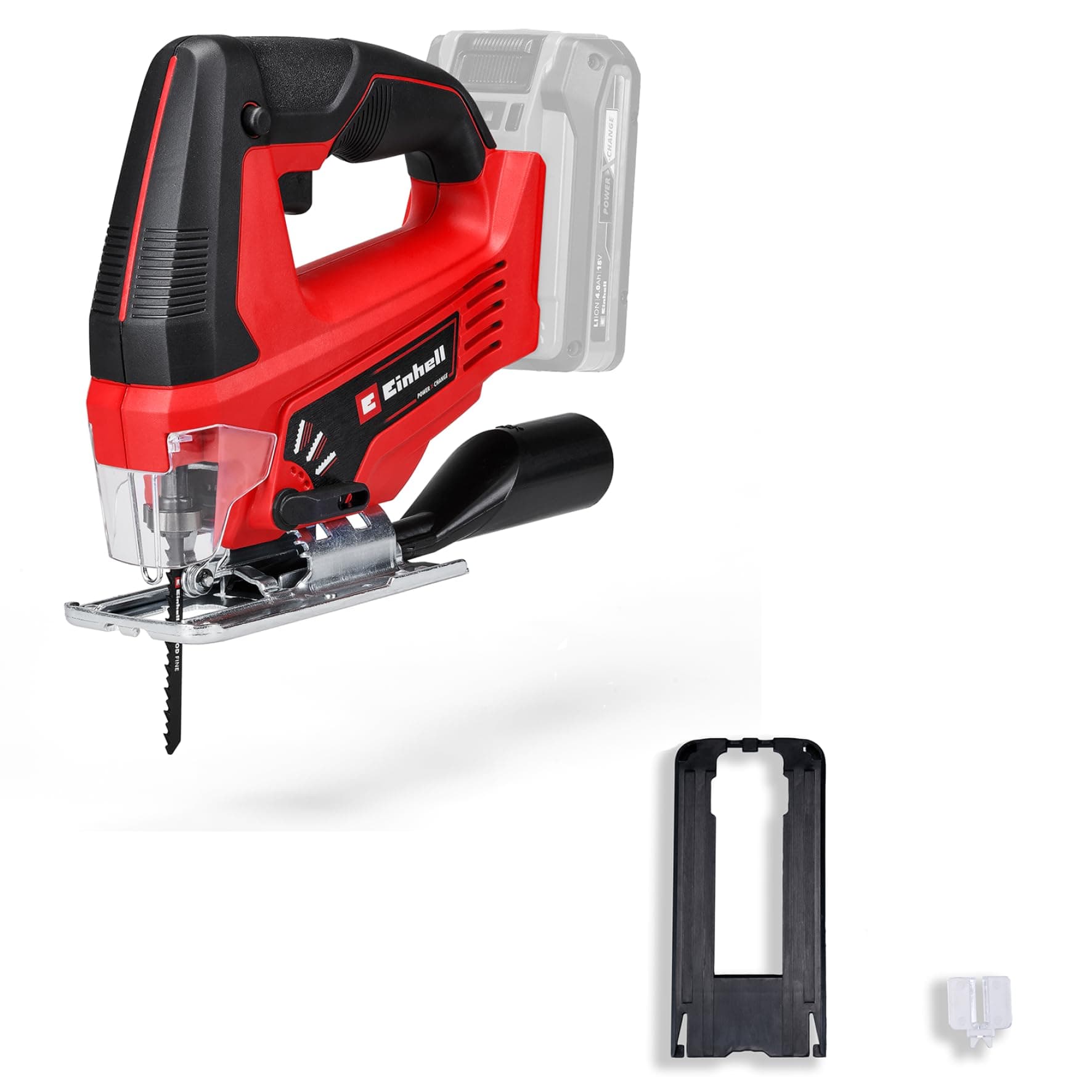 Einhell Akku-Stichsäge TC-JS 18 Li Power X-Change (Li-Ion, 18V, 20 mm Hubhöhe, max. 45° Schrägschnitte, Pendelhubfunktion, werkzeuglose Sägeblattaufnahme, inkl. Sägeblatt, ohne Akku und Ladegerät) Angebot bei HelloDeals