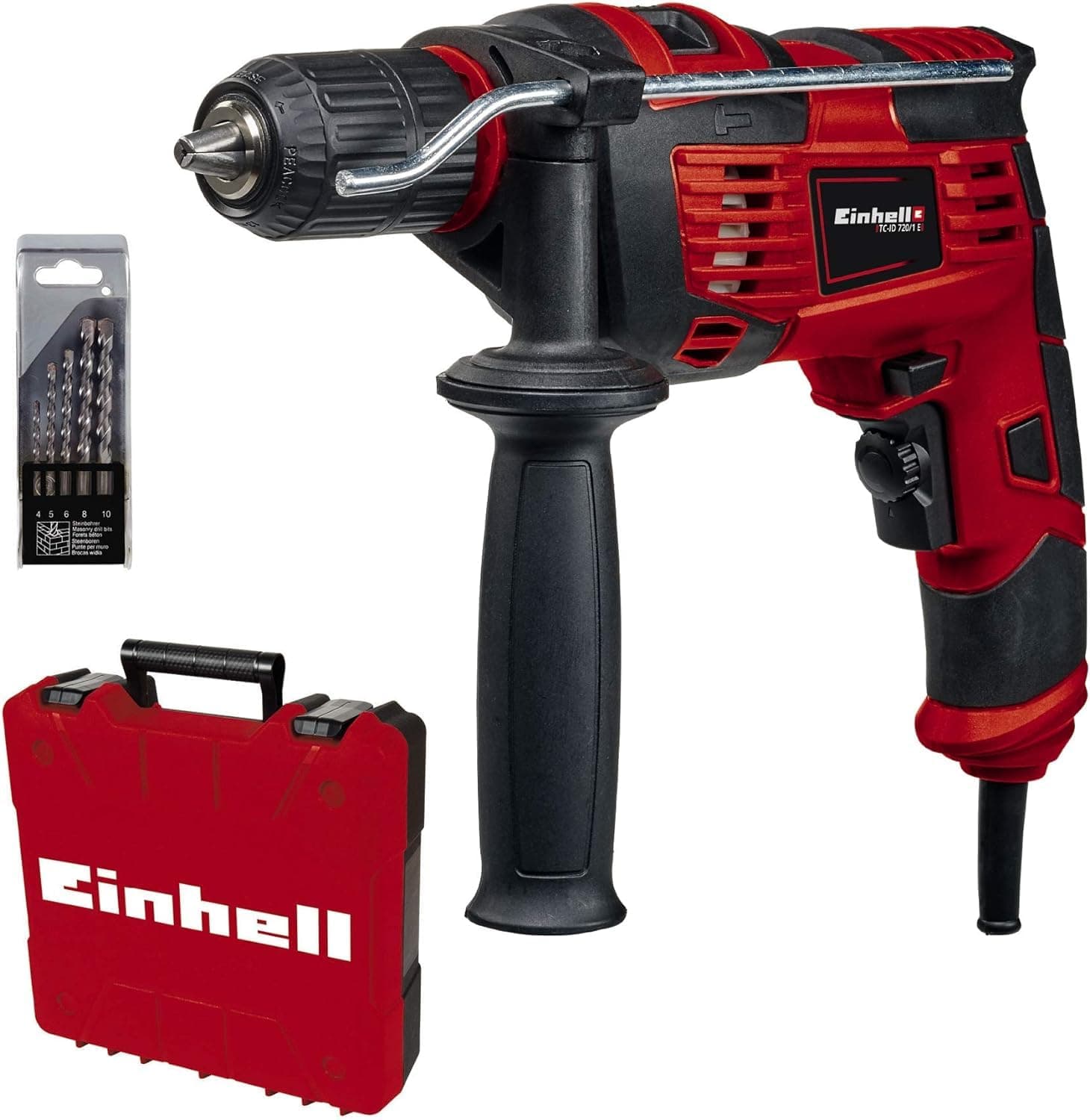 Einhell Schlagbohrmaschinen-Set TC-ID 720/1 E Kit (Bohren/Schlagbohren, 13 mm-Schnellspannbohrfutter, Drehzahl-Elektronik, inkl. 5-tlg. Bohrer-Set für Beton + E-Box Basic) TC-ID 720/1 E inkl. Zubehör (2020) Angebot bei HelloDeals