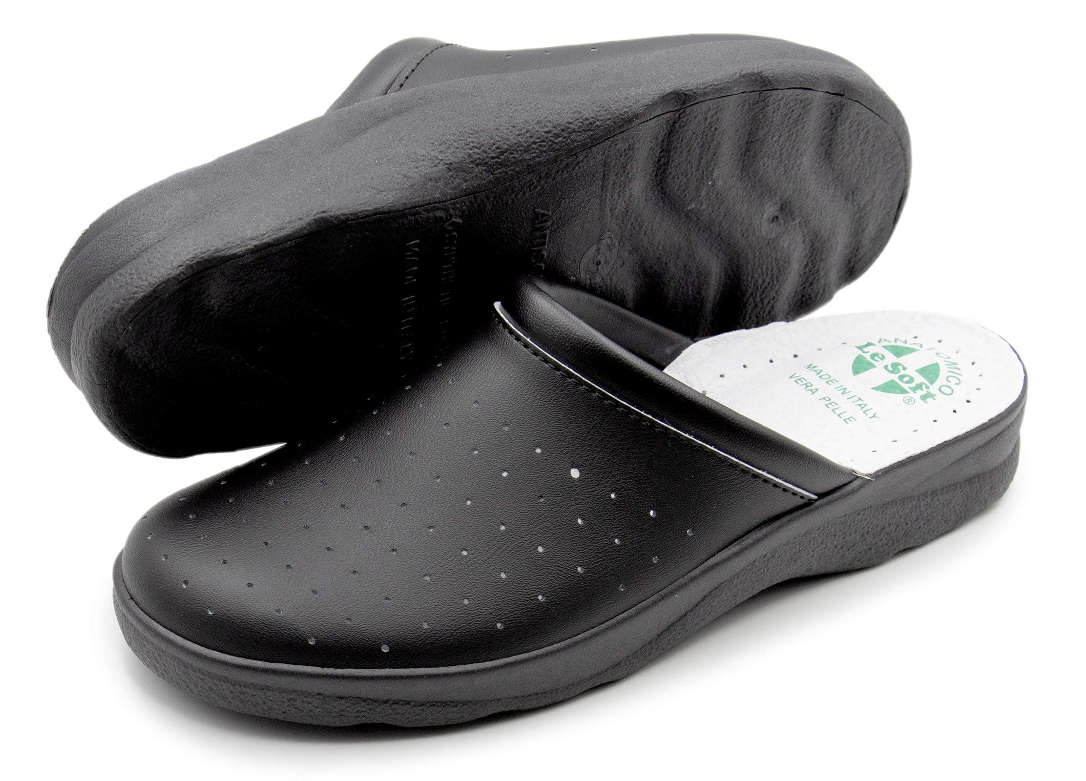 Poligono Gesundheitsschuhe für Männer und Frauen, Geschlossene Berufsschuhe, Gesunde Clogs, Bequeme orthopädische Schuhe, Anatomische Sohle Schwarz Mann 44 EU Angebot bei HelloDeals