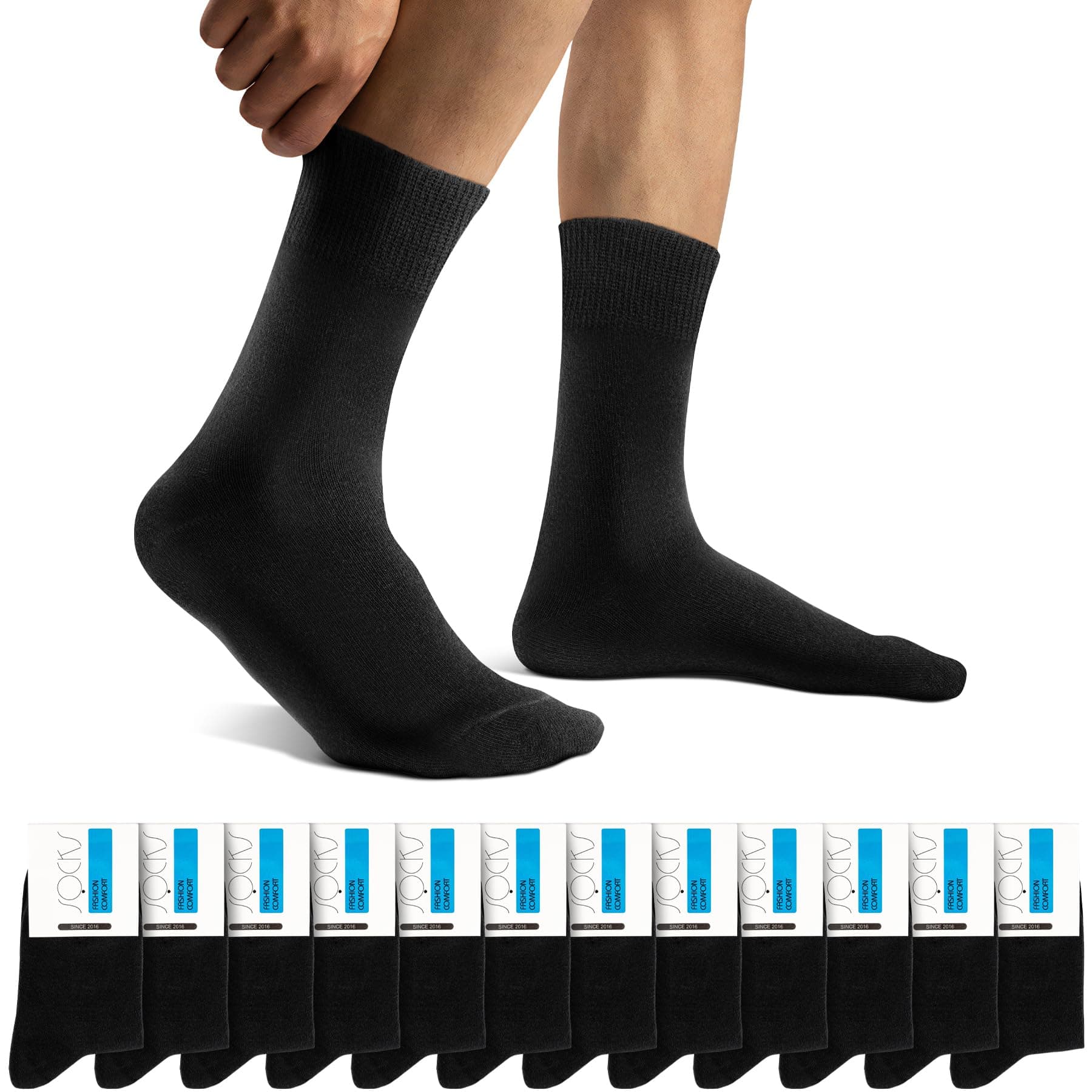Herren Socken 12 Paar Sportsocken Classic Schwarz Atmungsaktive Baumwolle 43-46 Schwarz Angebot bei HelloDeals
