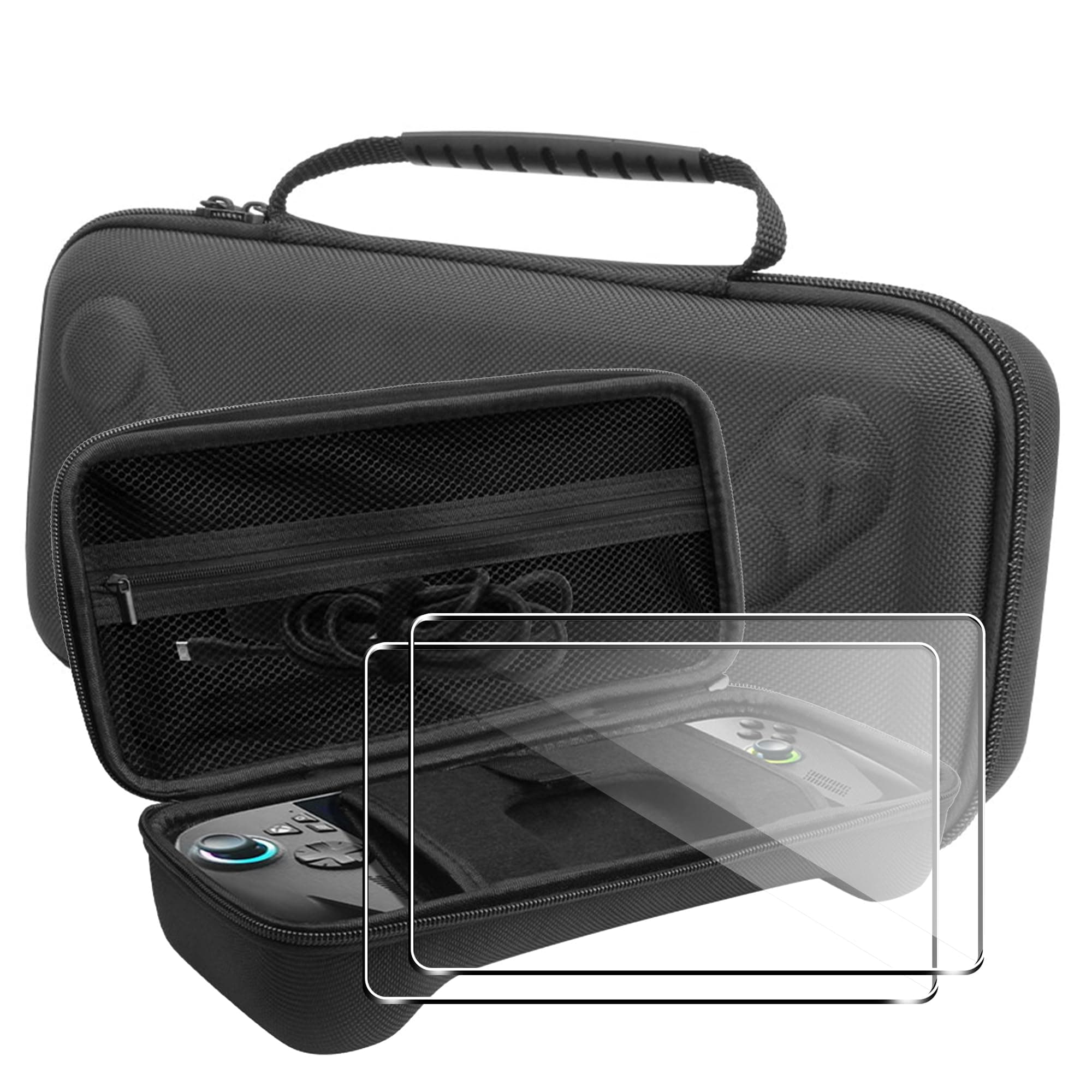 Tragenfall für ASUS Rog Xbox Ally X & Rog Xbox Ally Hülle Zubehör Game Console Storage Bag + [2 Stück] Schutzfolie für Panzerglas für Rog Xbox Ally X & Rog Xbox Ally Harte Tragetasche Schutzhülle Angebot bei HelloDeals