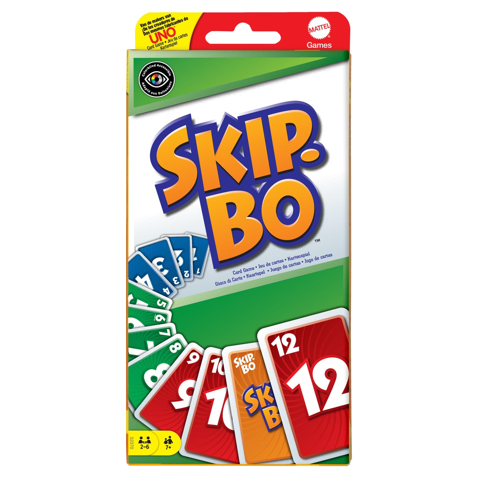 Mattel Games Skip-BO, Kartenspiele für die Famile, Perfekt als Kinderspiel, Reisespiel oder Spiel für Erwachsene, Gesellschaftsspiel, für 2-6 Spieler, ab 7 Jahren, 52370 Skip-bo | Grün Angebot bei HelloDeals