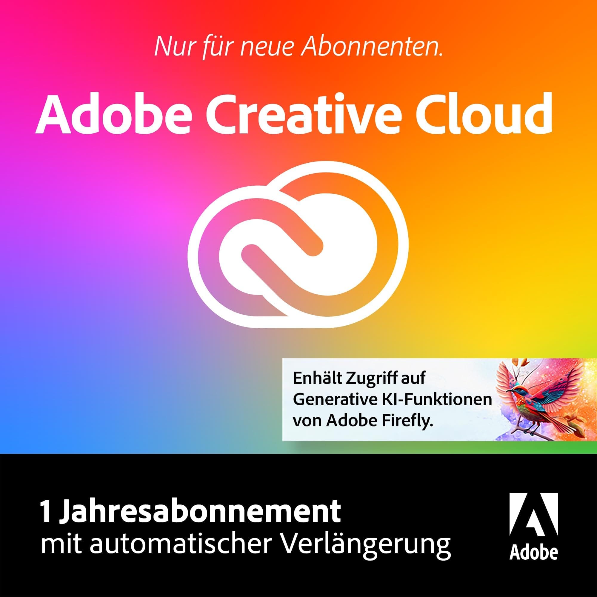 Adobe Creative Cloud Pro |Grafik Design Software|Generative KI Features|Vektor-Illustration, Layout & Bildbearbeitung|1 Jahresabonnement mit automatischer Verlängerung|PC/Mac Abo mit automatischer Verlängerung Creative Cloud Pro Standalone Angebot bei HelloDeals