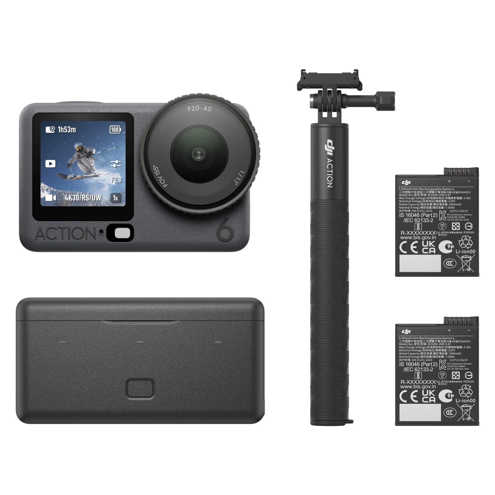 DJI Osmo Action 6 Erweiterte Combo, Action-Cam mit 1/1,1″-Quadratsensor, Variable Blende von f/2,0-f/4,0, längere Akkulaufzeit mit 2 Akkus, Action-Cam 4K für ausgedehnte Outdoor-Aufnahmen Angebot bei HelloDeals