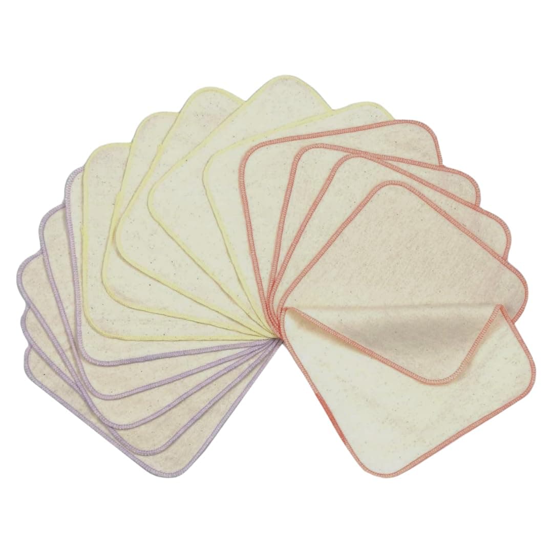 avo + cado Einlagige Flanellwaschlappen aus Bio-Baumwolle - 15 Stück - Mehrweg Baby Waschlappen als Ersatz für Feuchttücher - Kleine waschbare mini Baumwolltücher (Farbe: Flieder) Angebot bei HelloDeals