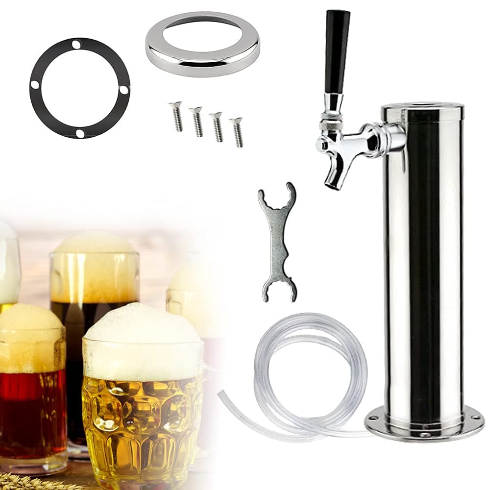 Biertower Fassbier, Edelstahl Schanksäule Zapfhahn Bierturm Spender mit 1/2/3/4 Zapfhahn, Homebrew Fassbierturm Bierzapfanlage für Bier Biersäule Zapfsäule Getränkesäule (Einzelner Kopf) Angebot bei HelloDeals