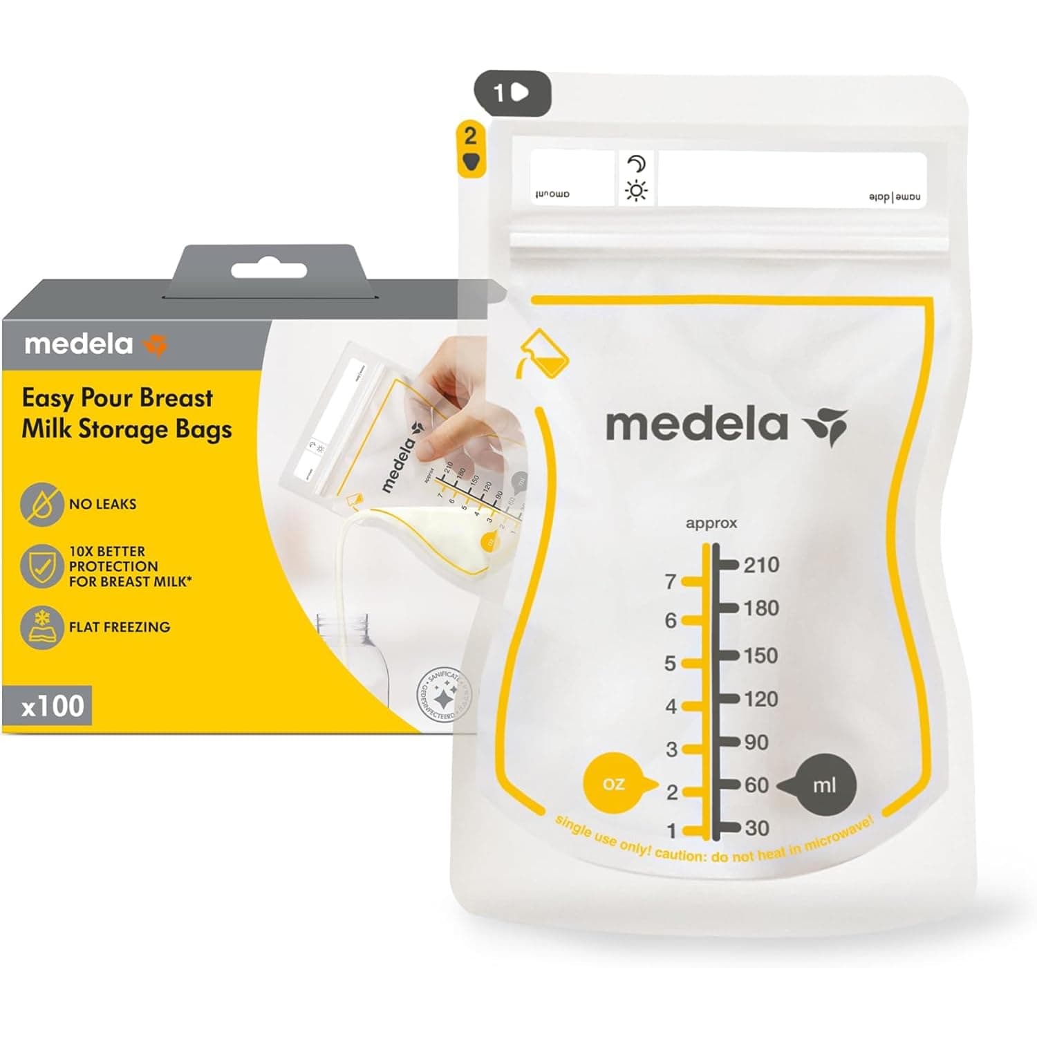 Medela Easy Pour Einweg-Muttermilchbeutel 210 ml – Auslaufsicheres Design mit Milchschutz – BPA-freie Aufbewahrungsbeutel – 100er Pack 100 Stück Angebot bei HelloDeals
