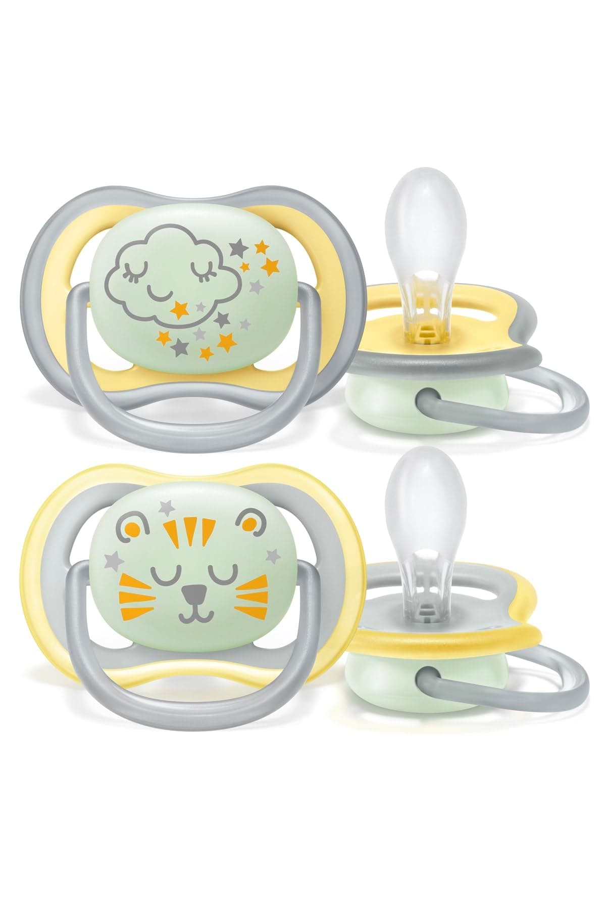 Philips AVENT Ultra Air Schnuller für die Nacht über 18 Monate, leuchtet im Dunkeln, Doppelpack, Wolke/Tiger (Modell SCF376/01) Angebot bei HelloDeals