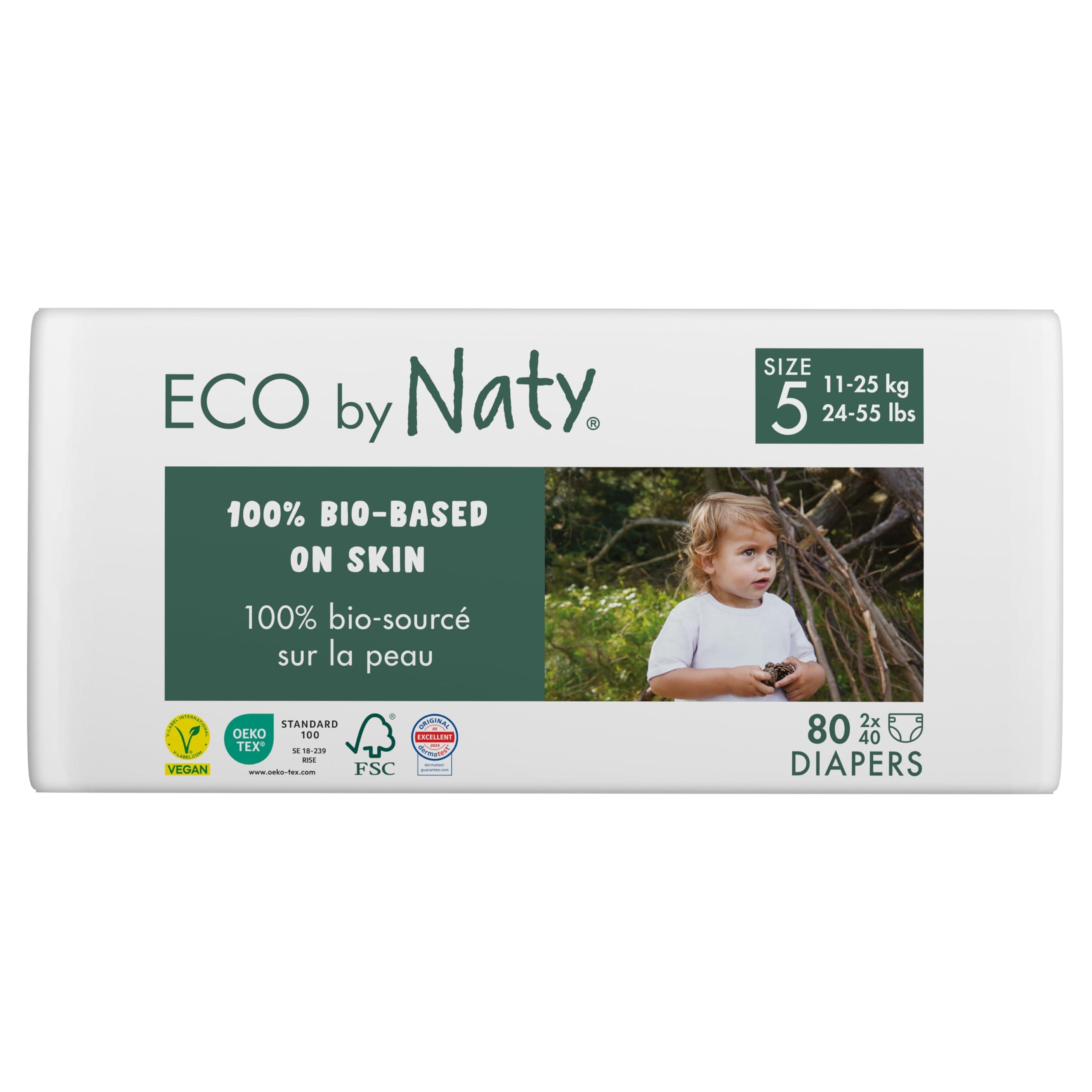 Eco by Naty Baby Öko Windeln - umweltfreundliche Premium-Bio Windeln aus pflanzenbasierten Materialien, ideal für empfindliche Babyhaut (Größe 5 - 80 Stück) Größe 5 (80 Stück) Angebot bei HelloDeals